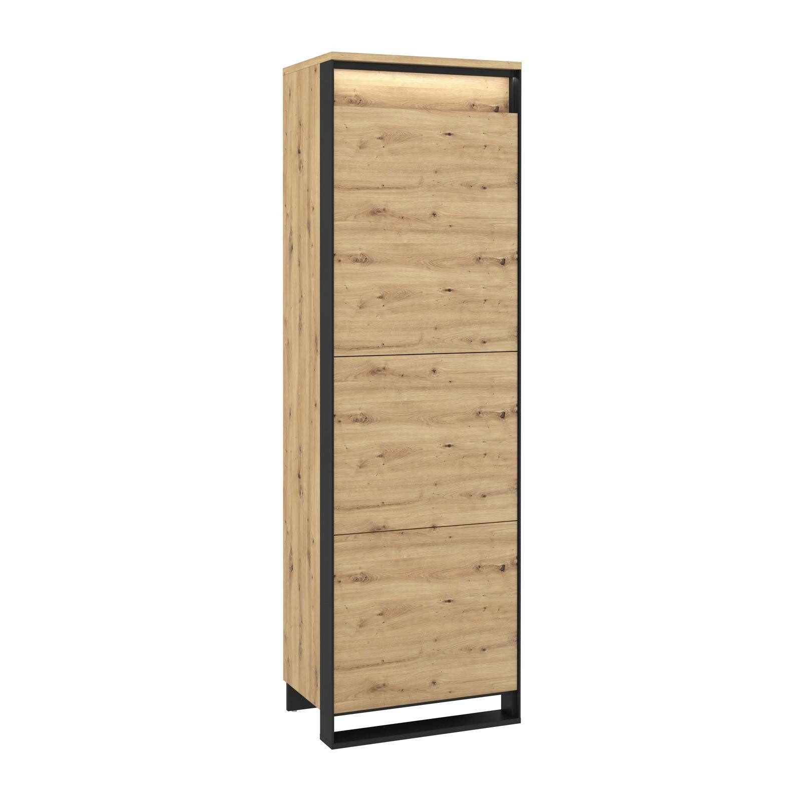 HAUSELEMENT Kleiderschrank QUANT QA-02 mit LED-Beleuchtung Mehrzweckschrank Drehtürenschrank Loft