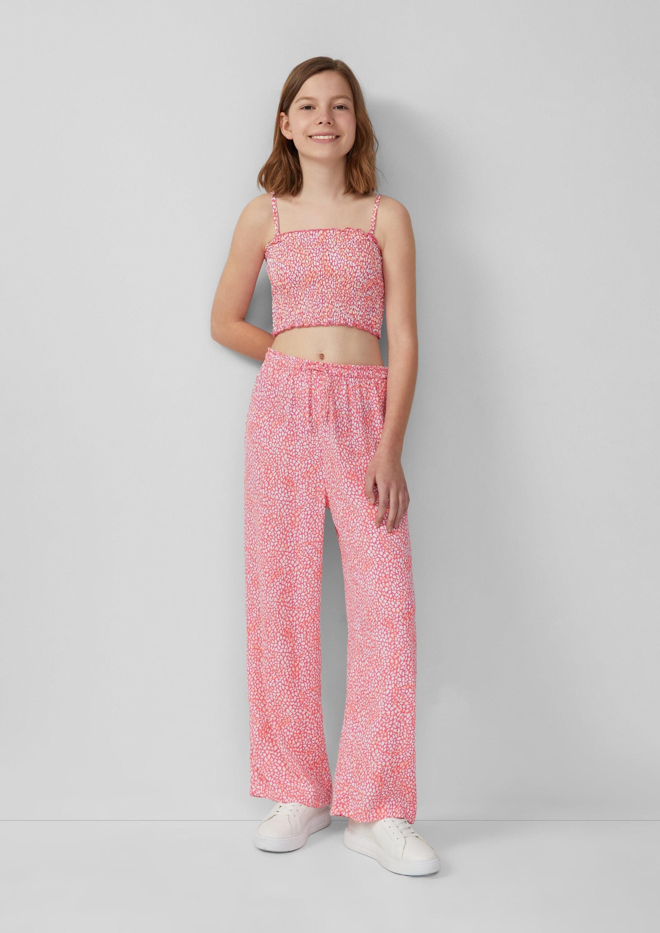 s.Oliver Muskelshirt T-Shirt Gesmoktes Crop-Top mit abnehmbaren Spaghettiträgern