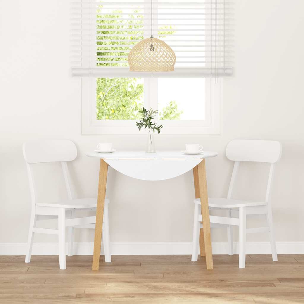 vidaXL Esszimmerstuhl Esszimmerstühle 2 Stk. Weiß Massivholz Gummibaum (2 St)