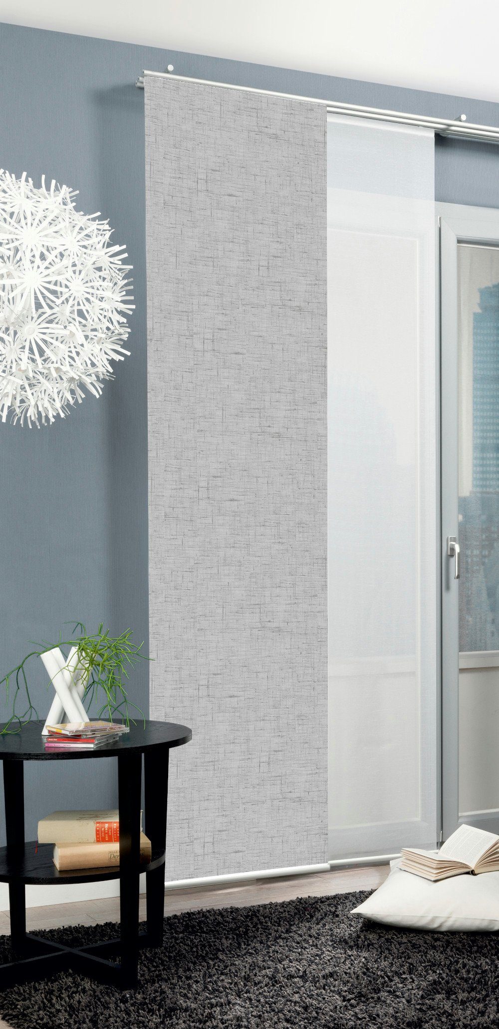 HOME WOHNIDEEN Schiebegardine Schiebegardine PIVE, Digitaldurck, Dekostoff, Seidenoptik 245x60 cm (1 St), Paneelwagen, halbtransparent, 100% Polyester