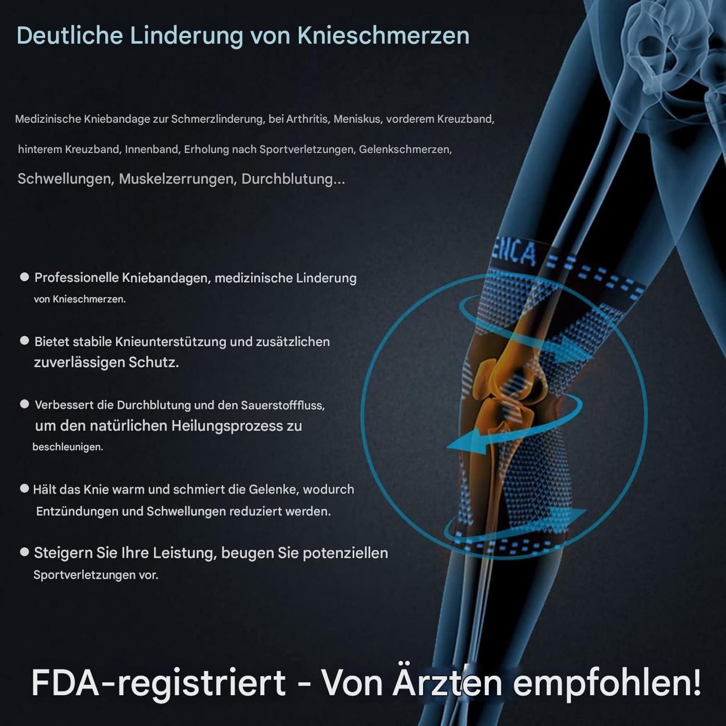 NEENCA Kniebandage Kniebandage Kompression Sportbandage Gelenkstütze atmungsaktiv (Elastische Kompressions-Kniebandage, vielseitig einsetzbar im Sport, Kniestütze mit Gelenkstütze für Sport, Training & Alltag), Stützende Kniebandage mit Kompression, atmungsaktiv & rutschfest