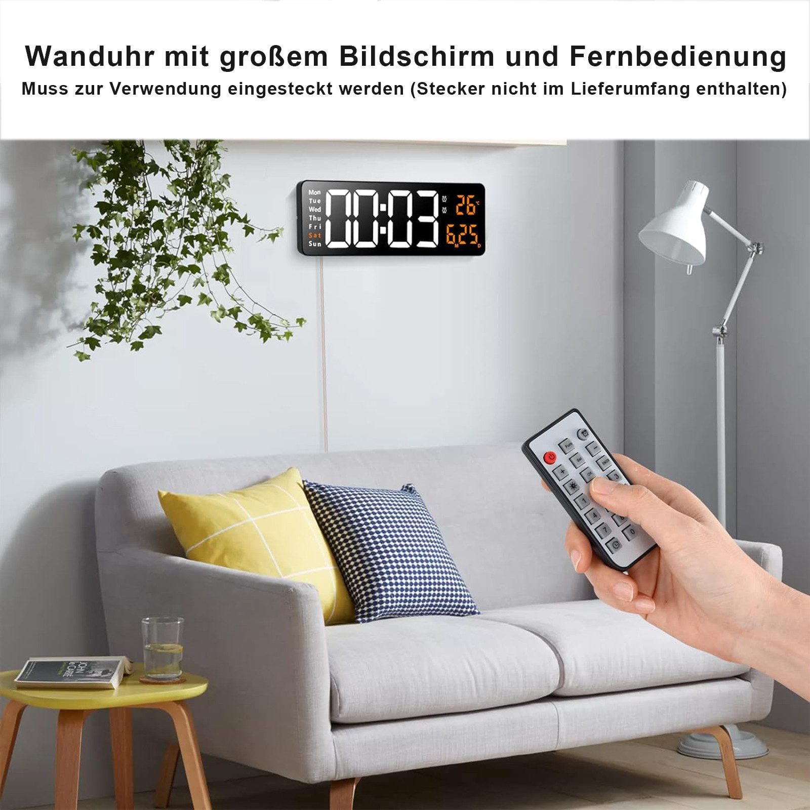 MODFU Wanduhr 13 Zoll LED Digitale Wand Uhr Küchenuhr Digitaluhr Tischuhr W günstig online kaufen