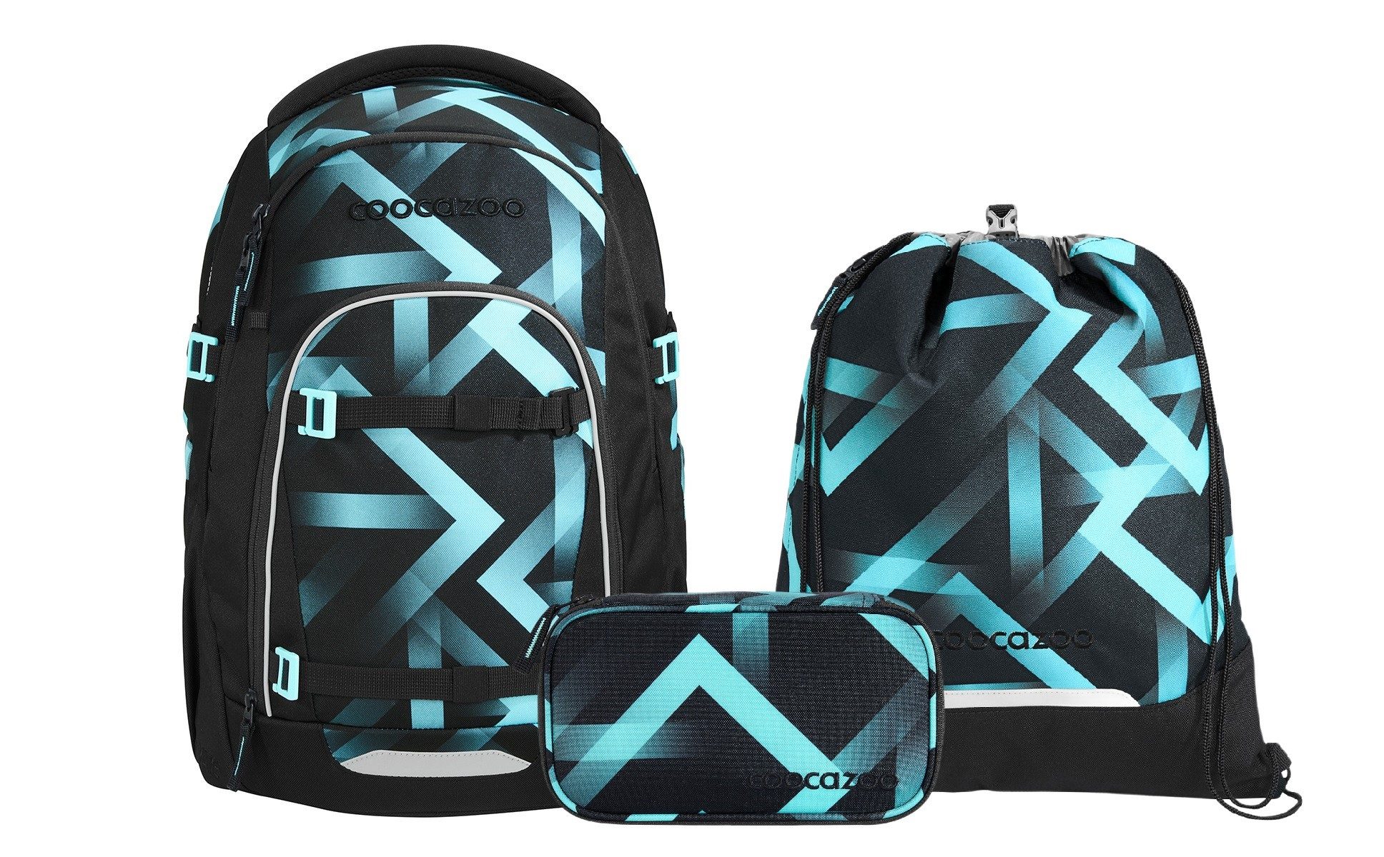 coocazoo Schulranzen Schulrucksack-Set MATE Laser Lights 3-teilig (3-teilig), ergonomisch, Körpergröße: 135 - 180 cm, Easy-Grow-System