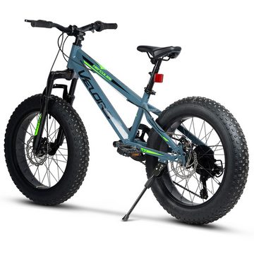 Velors Kinderfahrrad 20 Zoll Fat Tire 4.0 MTB Kinderfahrrad für Herren Damen und Jungen, 7 Gang Shimano, Kettenschaltung, (Jungen Mädchen Fatbike, mechanische Scheibenbremse), Fat Bike Mountainbike