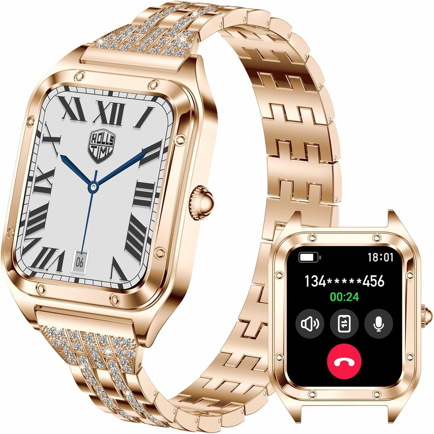 TAYSHILEY RT-i98 Smartwatch (4 cm, android ios), Smartwatch Damen mit Bluetooth Telefon Fitness Funktionen