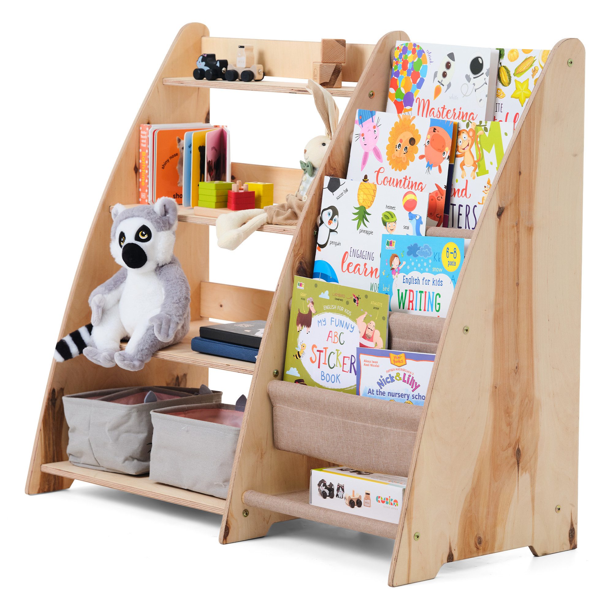 Goodevas Kinderregal Holz-Bücherregale Funktionaler Spielzeugorganisator fü günstig online kaufen