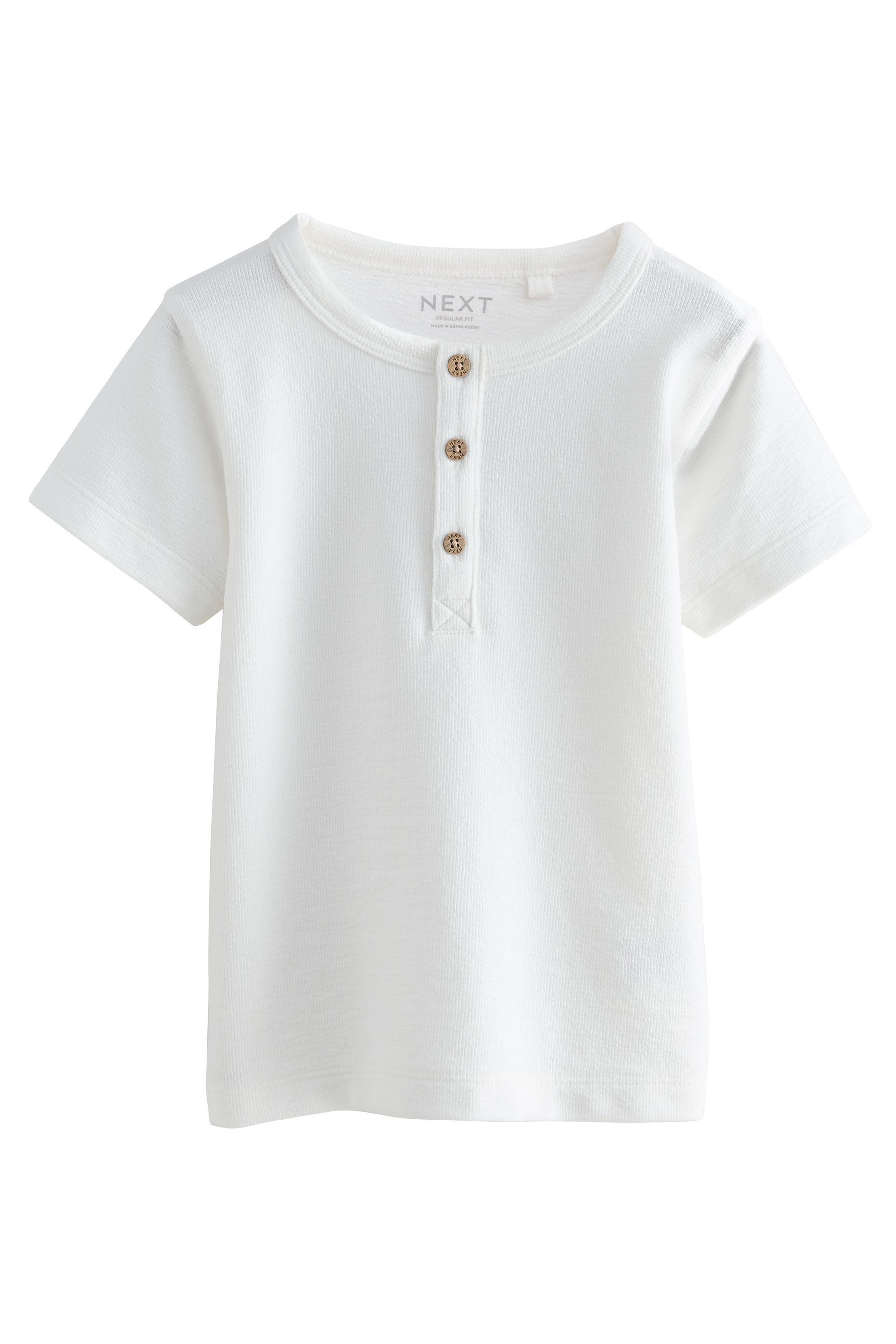 Next Henleyshirt Kurzarm-T-Shirt mit Henley-Ausschnitt, 3er-Pack (3-tlg)