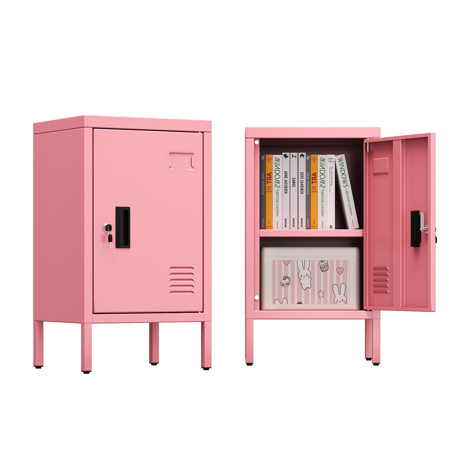 AOBABO Mehrzweckschrank Metallschrank mit Belüftungsöffnungen, 30 x 35 x 62 cm (1-St) Aktenschrank Mehrzweckschrank, Stahl-Aufbewahrungsschrank