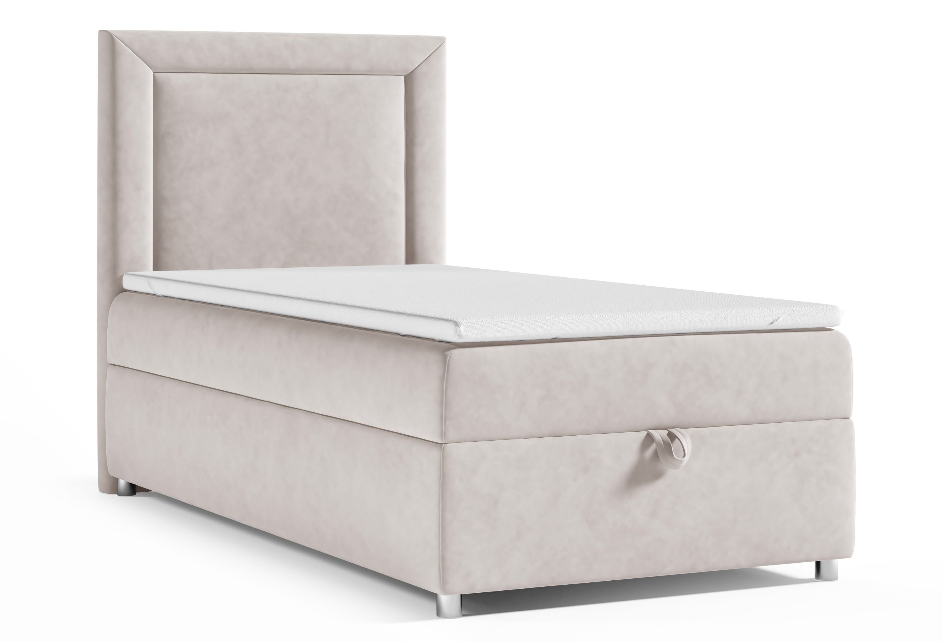 Best for Home Boxspringbett mit Bettkasten Trinity K3 SINGLE Bonell-Matratze inkl. 7 cm Topper (Einzelbett, Polsterbett mit gepolstertes Kopfteil, Jugendbett, Kinderbett versch. Größen, 70x200 80x200 90x200 100x200 cm), verschiedene Liefermöglichkeiten, Handwerksqualität