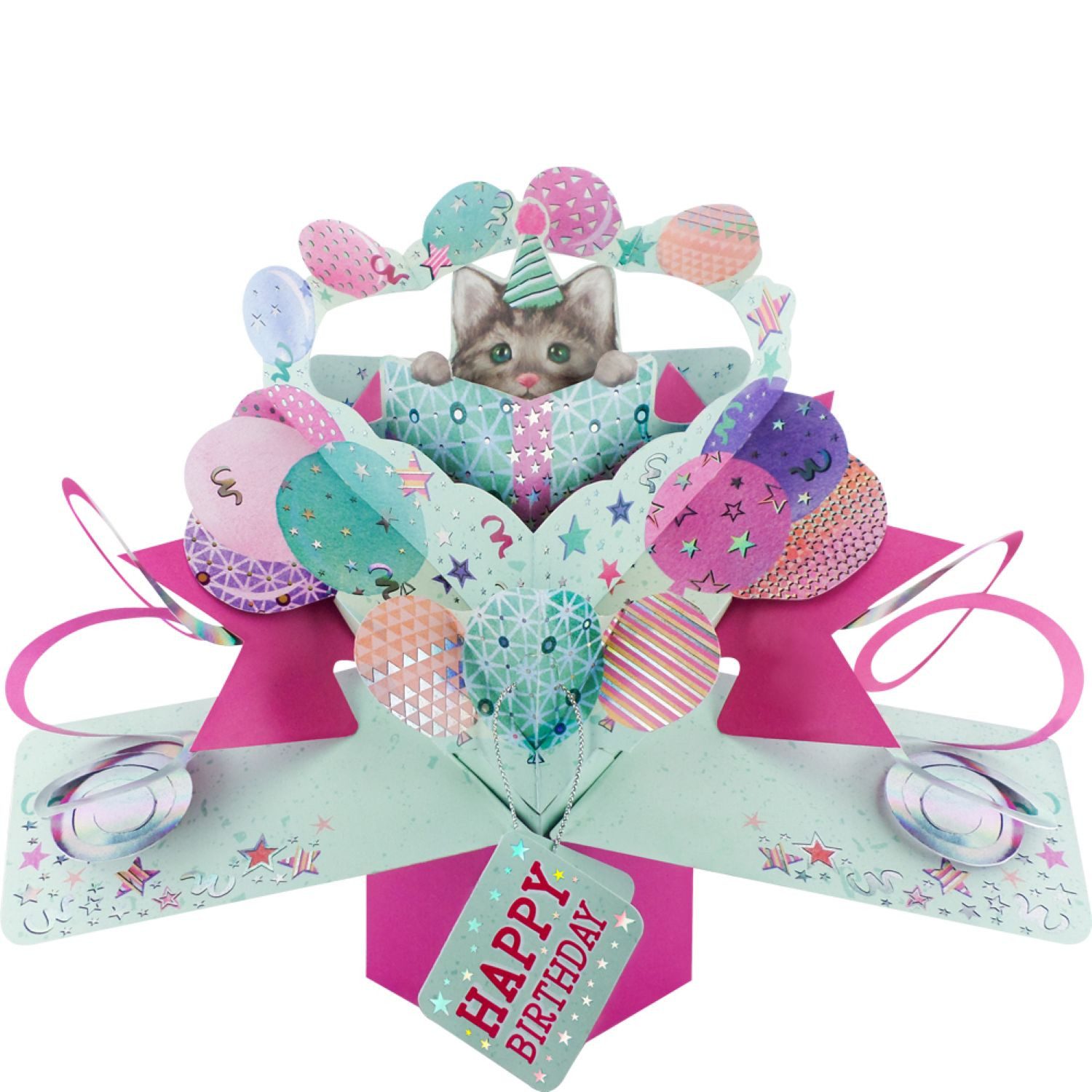 Second Nature Pop Ups Geburtstagskarte Grußkarte PopUp 'Happy Birthday Katze'