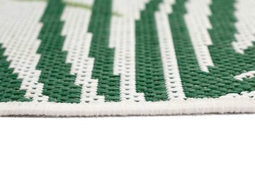 Outdoorteppich In- & Outdoor Teppich Sisal Optik Palmenzweige in grün auf sandfarbe, TeppichHome24, rechteckig, Höhe: 5 mm