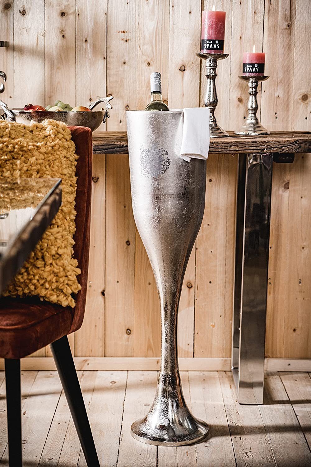 Wein- und Sektkühler Champagnerkühler auf Standfuß Flaschenkühler Aluminium - XXL 90 cm