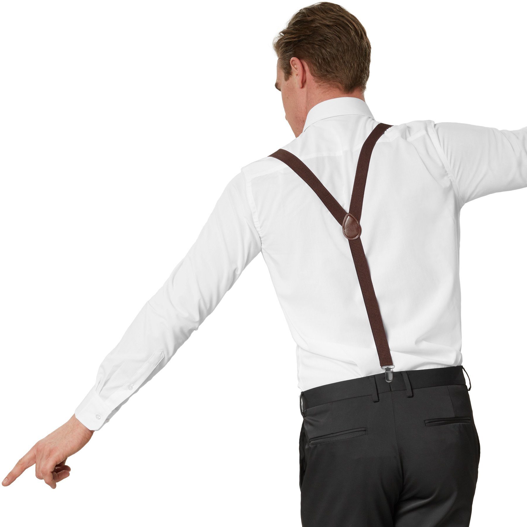 dressforfun Hosenträger Hosenhalter, Leicht und angenehm zu tragen, Individuell verstellbar (Hosenheber, Konfektionsgröße 0 in braun) Unisex-Hosenträger in Einheitsgröße, Breite der Träger: ca. 2,5 cm