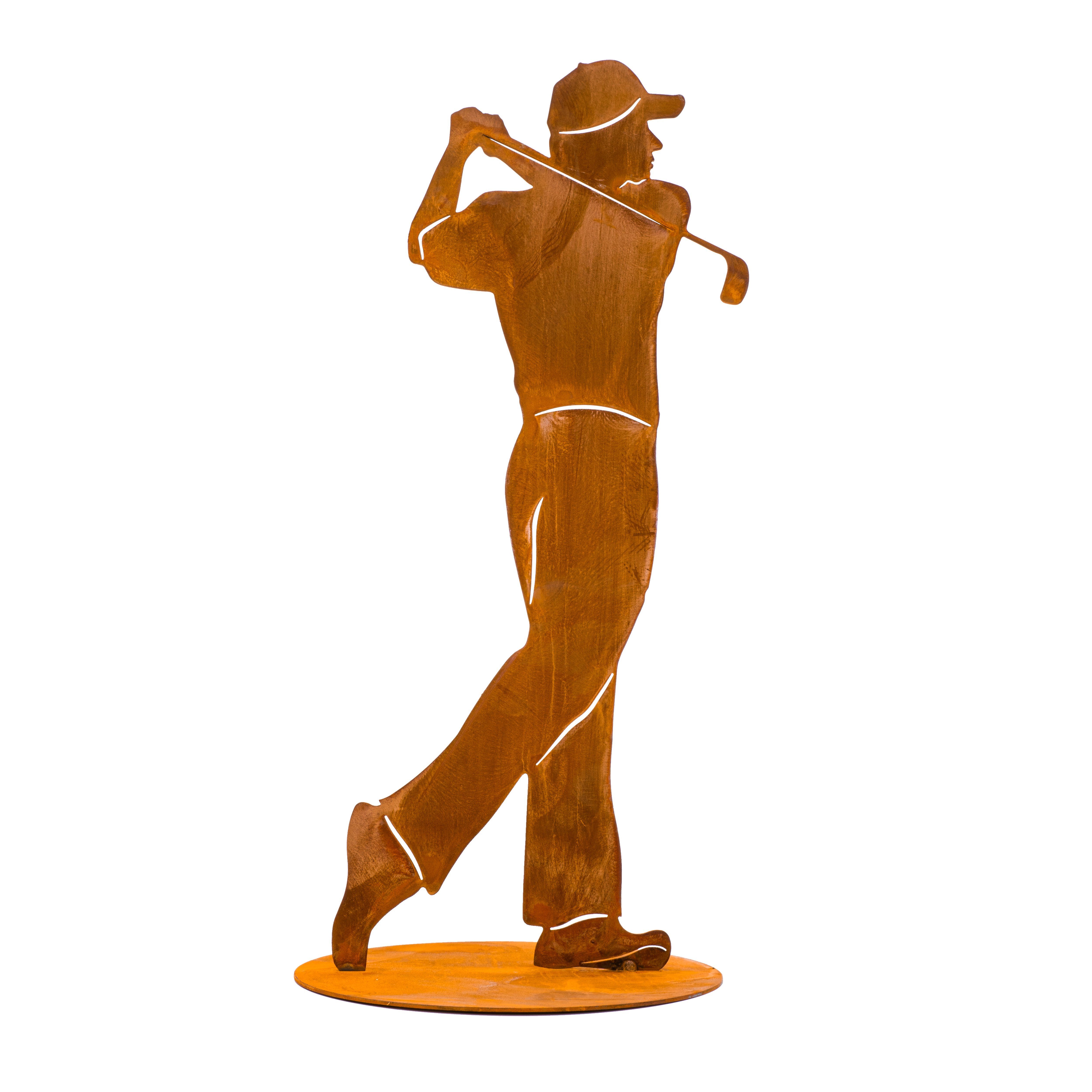Rostikal Gartenfigur Golfspieler Figur, Gartendeko Rost Golfer Skulptur, echter Rost