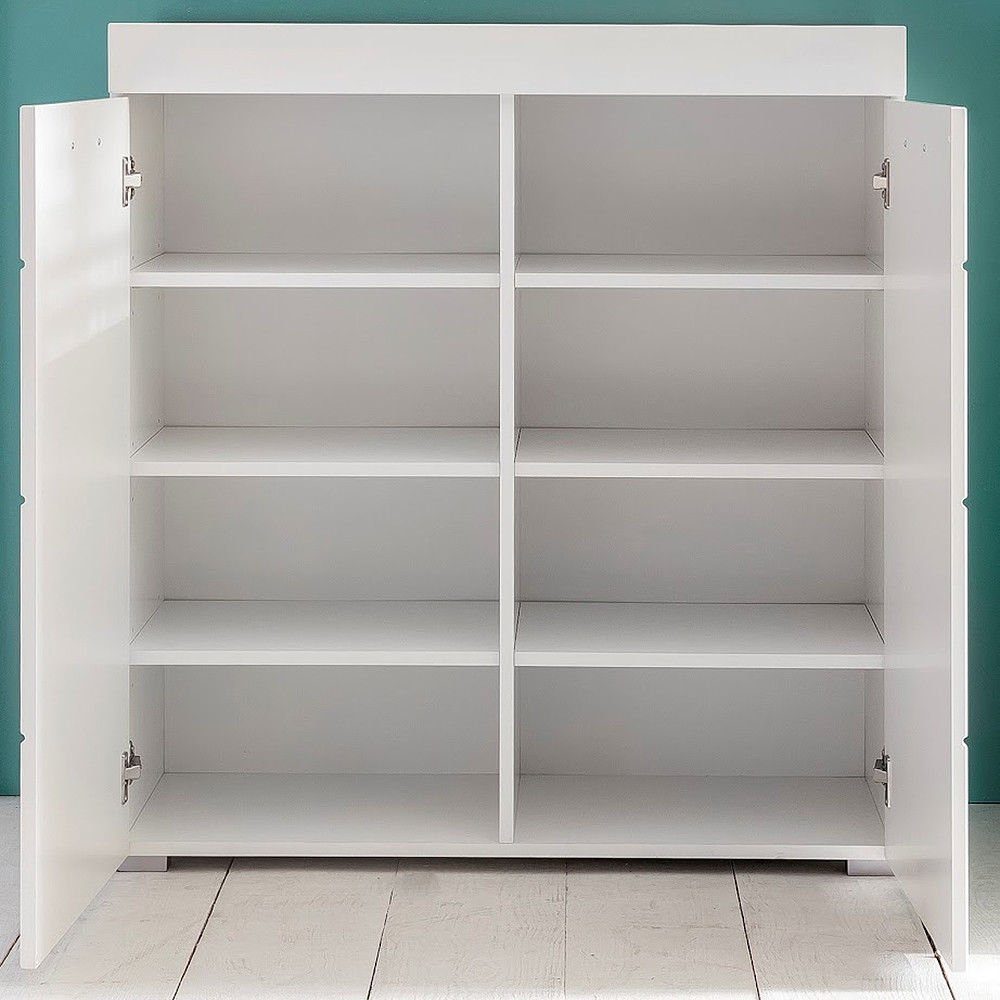 trendteam Schuhschrank AmandaGarderobe Garderobenschrank Kommode Schuhregal Mehrzweckschrank Weiß 91x97x38cm
