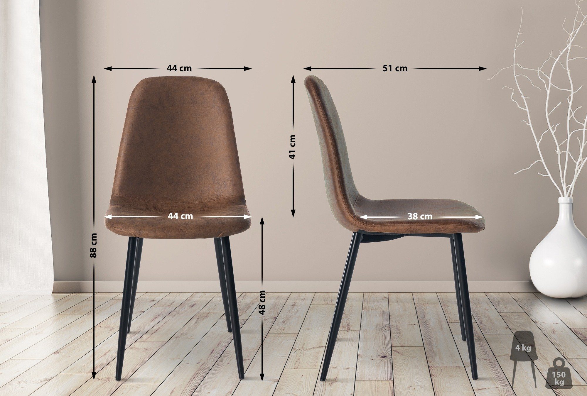 CLP Esszimmerstuhl Napier (4er Set), Metall, günstig online kaufen