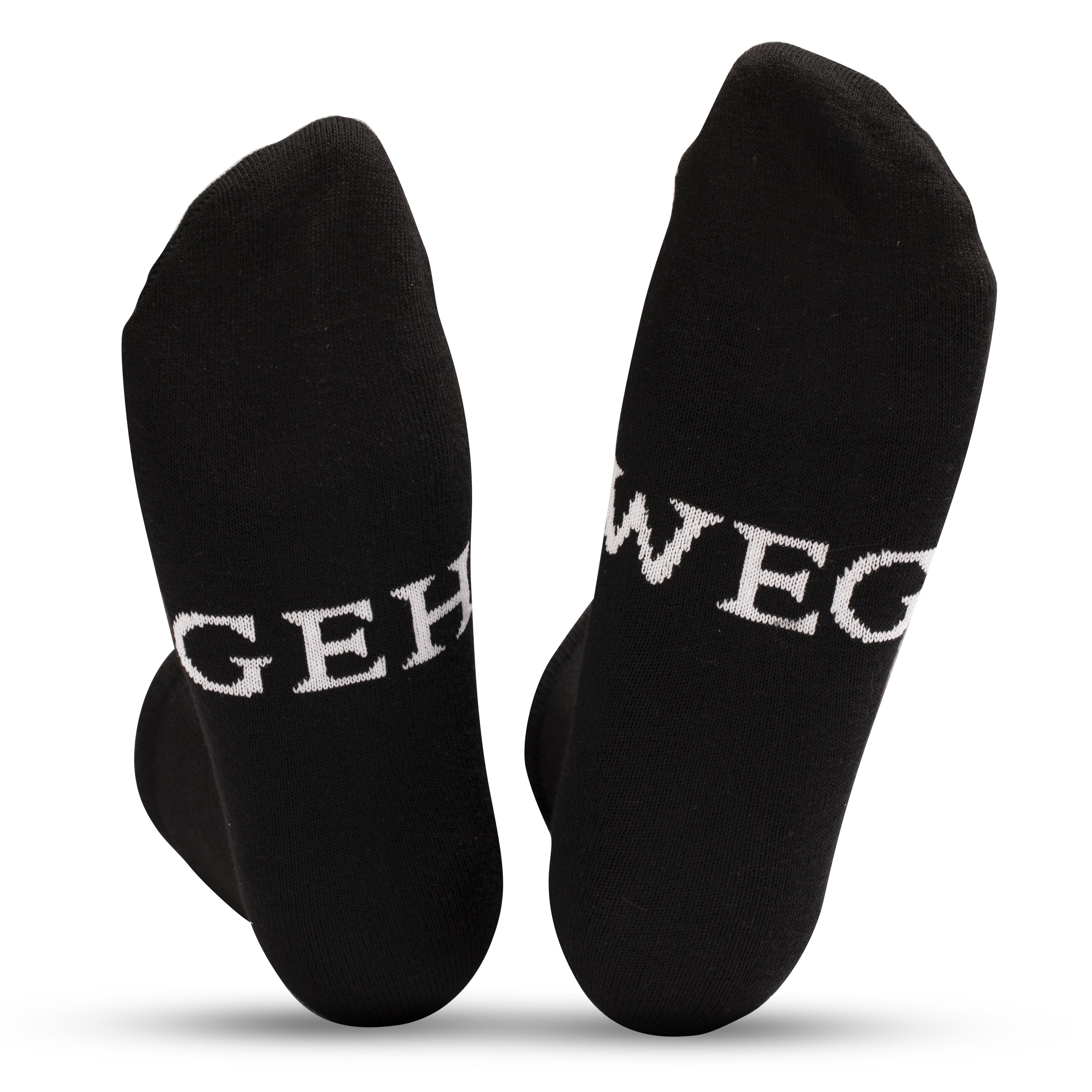 Stinkstiefel Socken Lustige Socken (1-Paar) mit Spruch ‚GEH WEG‘ - Einheitsgröße