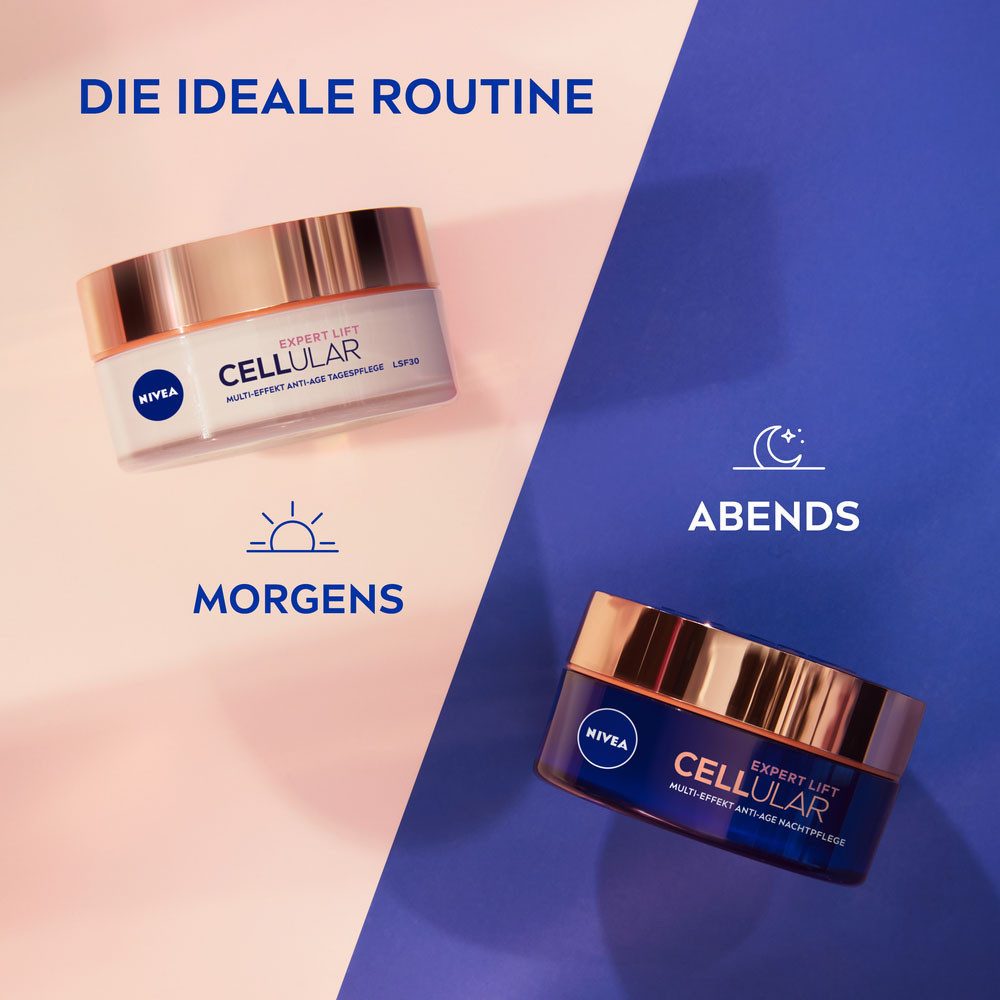 Nivea Nachtcreme CELLULAR Expert Lift Nachtpflege, Retinol-Alternative, mildert tiefe Falten.