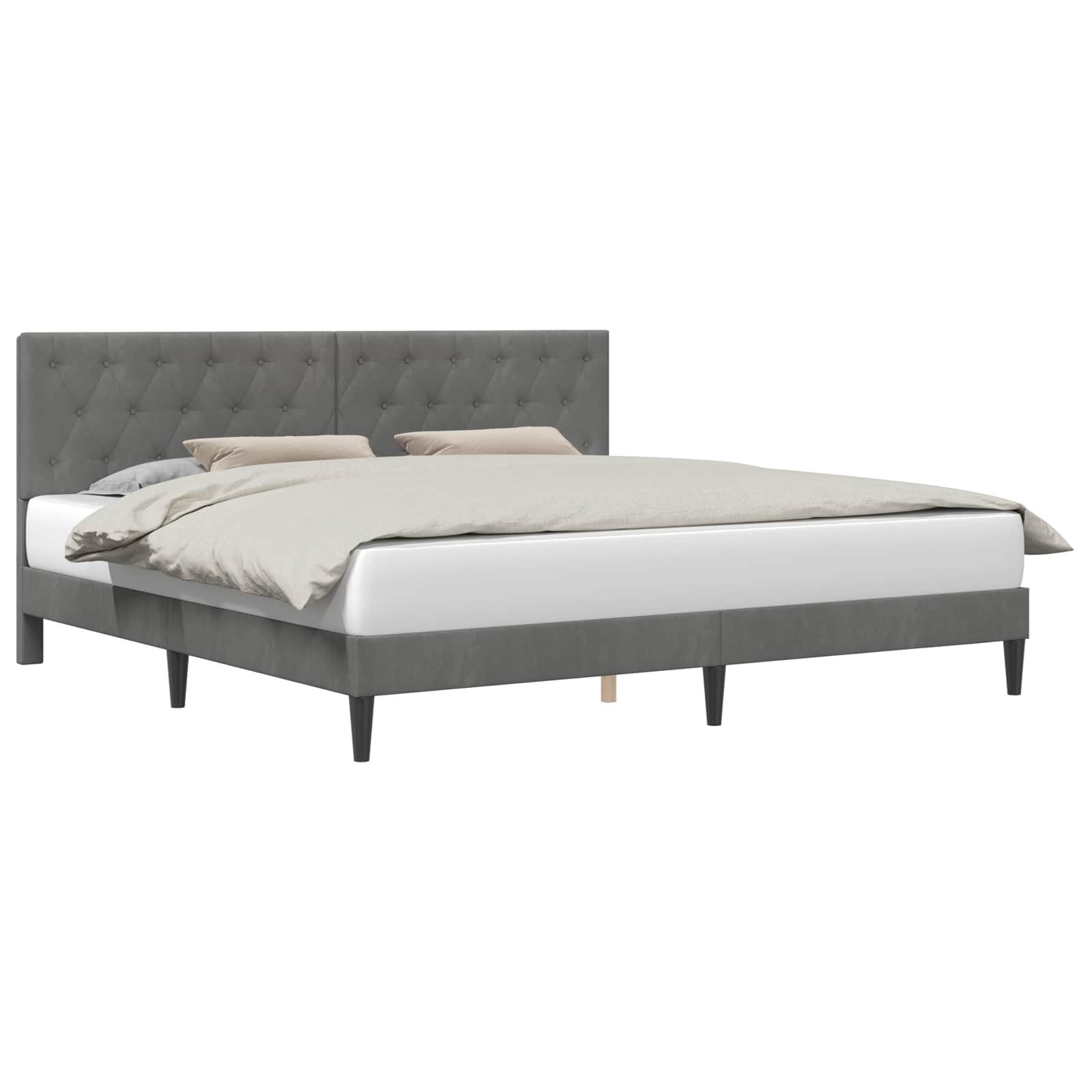 vidaXL Bett Bettrahmen mit Kopfteil Dunkelgrau 180 x 200 cm Samt (1-tlg)