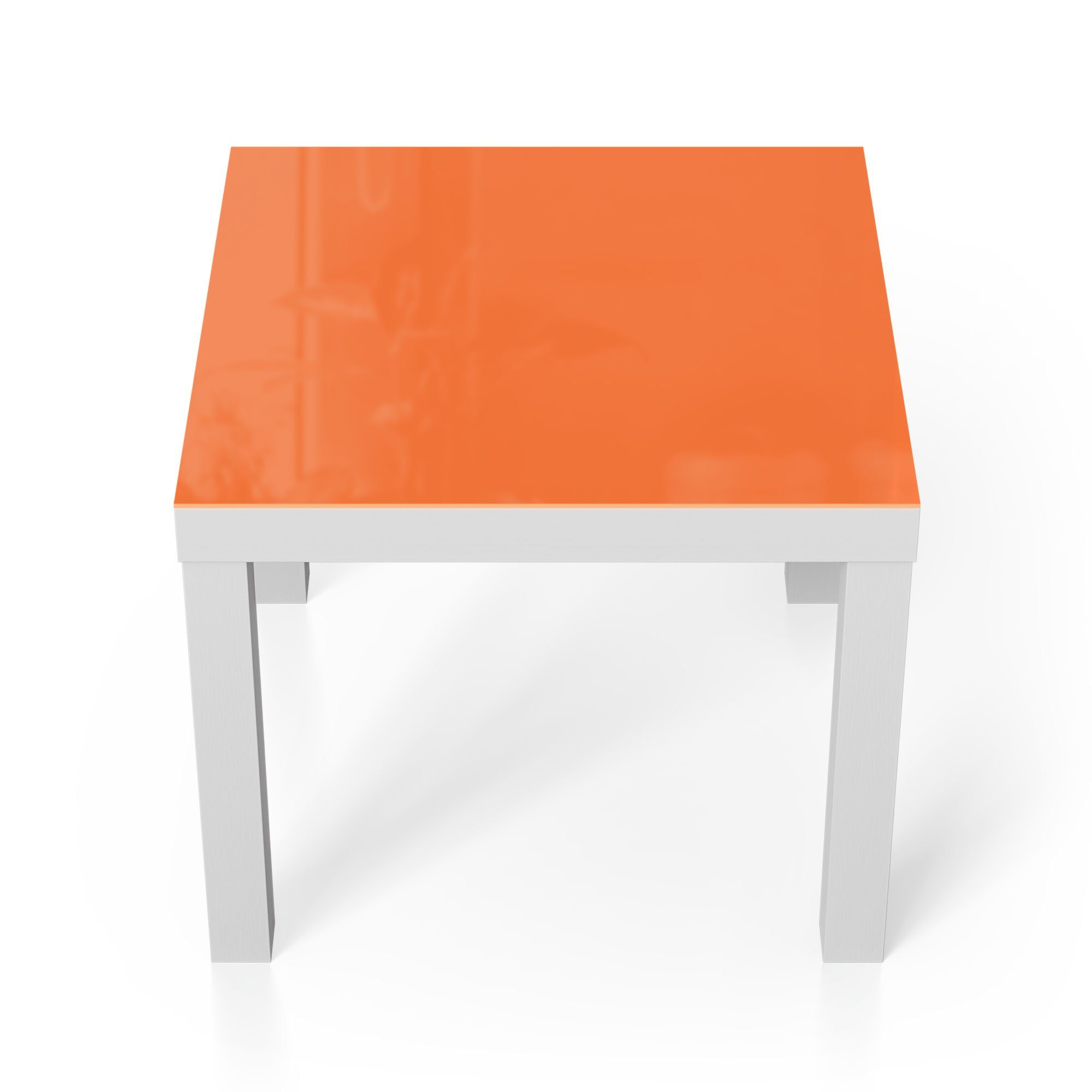 DEQORI Couchtisch 'Unifarben - Orange', Glas Beistelltisch Glastisch modern Weiß