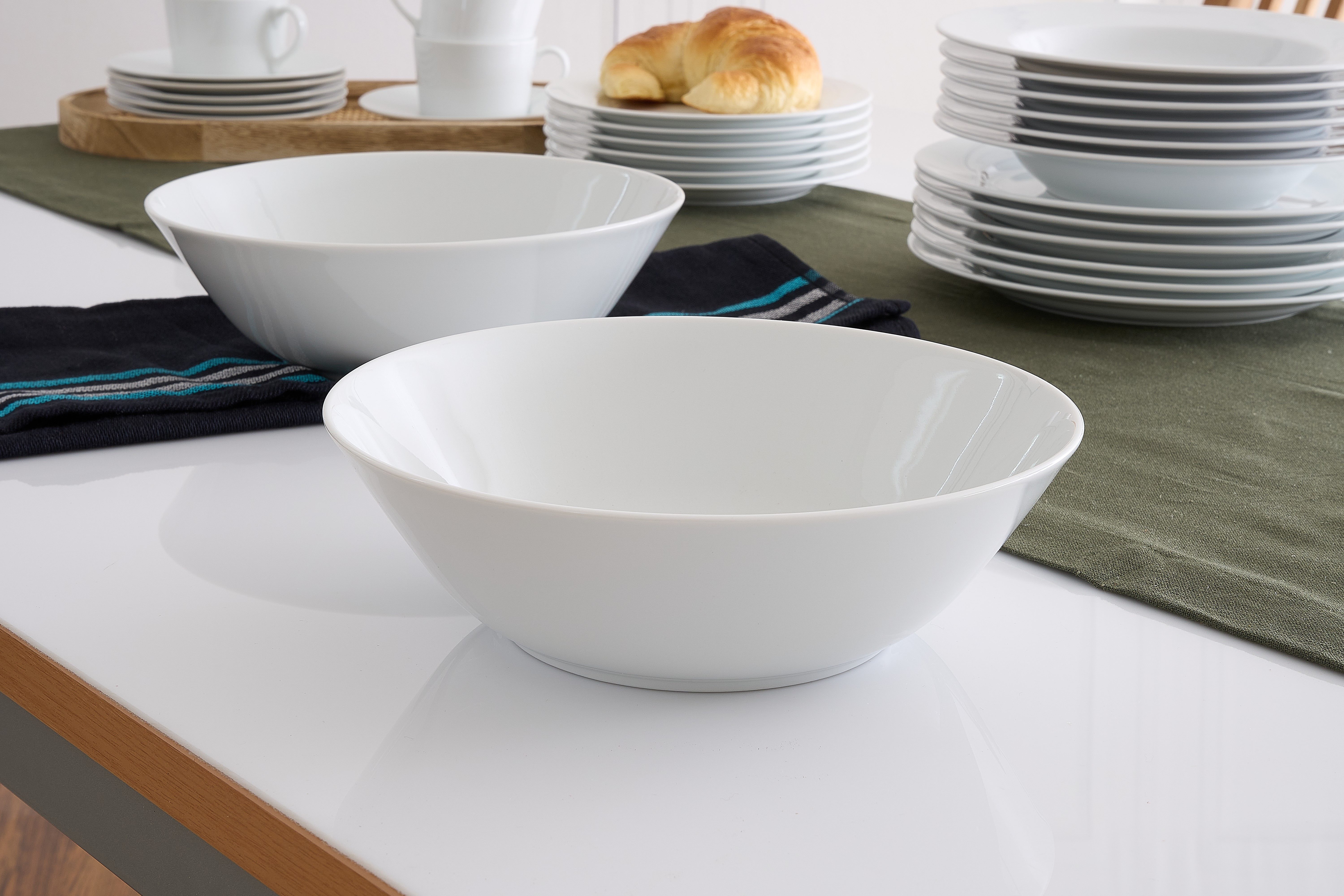 Retsch Arzberg Schale Servierschale HEIKE WEISS 23 cm, Set 2-teilig, rund Porzellan, Porzellan, (Set, 2-tlg), Formschöne Servier- & Beilagenschalen im 2er Pack – edel & zeitlos -
