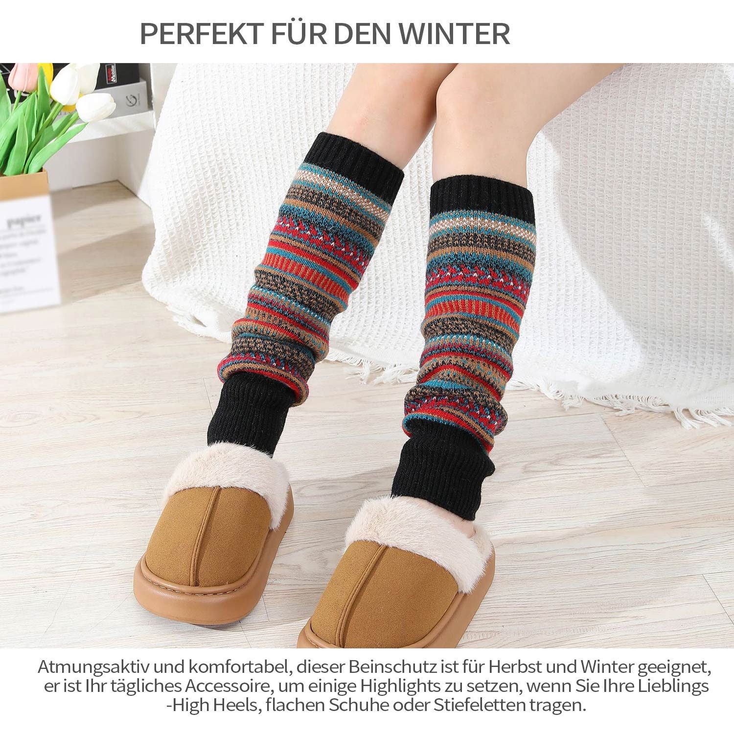 Refttenw Beinstulpen Stulpen Böhmen,Beinwärmer Damen für Winter,Lange Winter Beinwärmer