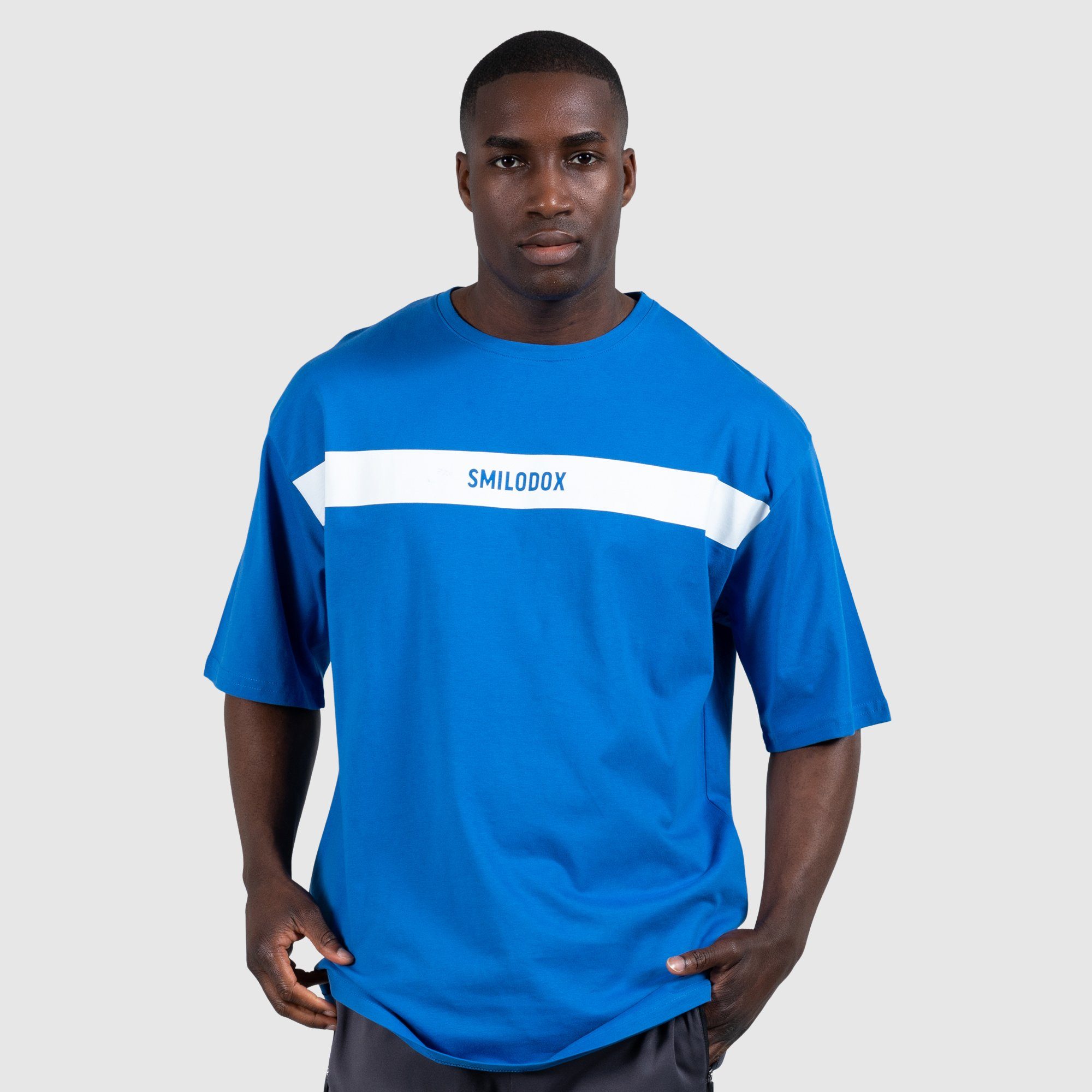 Smilodox T-Shirt Gus Oversize, 100% Baumwolle Blau