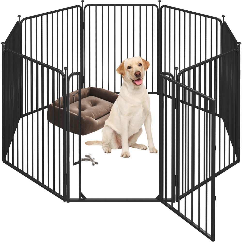 Yaheetech Freigehege Hundelaufstall 80/100 cm Höhe, Welpenlaufstall mit 8 Gitterelemente für Haustiere