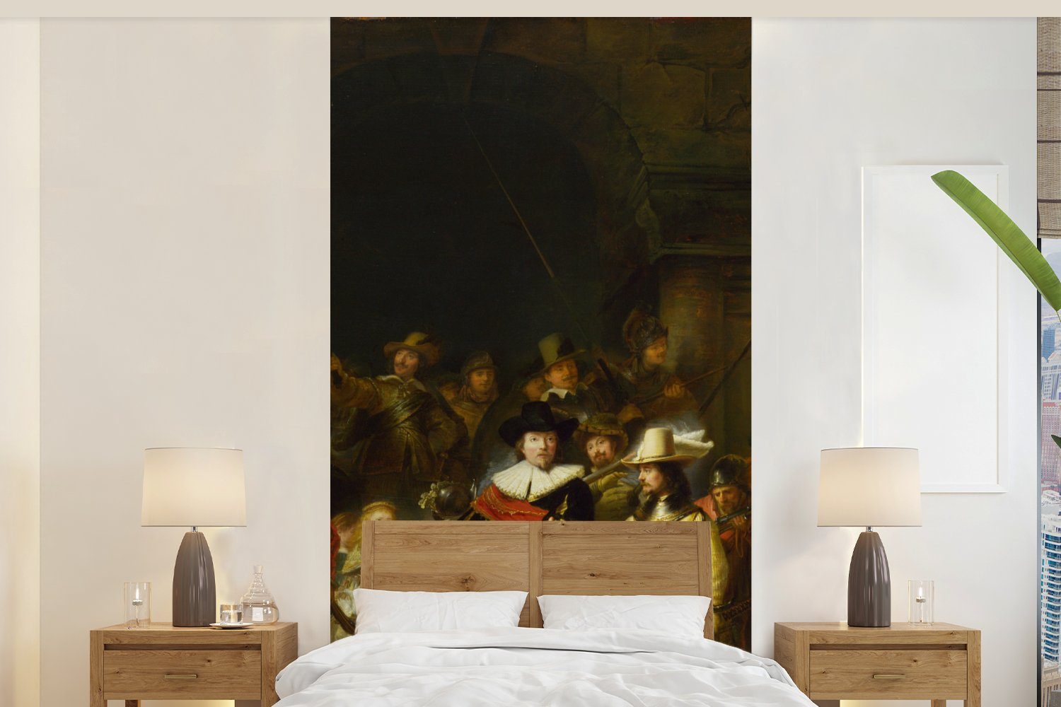 MuchoWow Fototapete Die Nachtwache - Rembrandt van Rijn, Matt, bedruckt, (2 St), Vliestapete für Wohnzimmer Schlafzimmer Küche, Fototapete