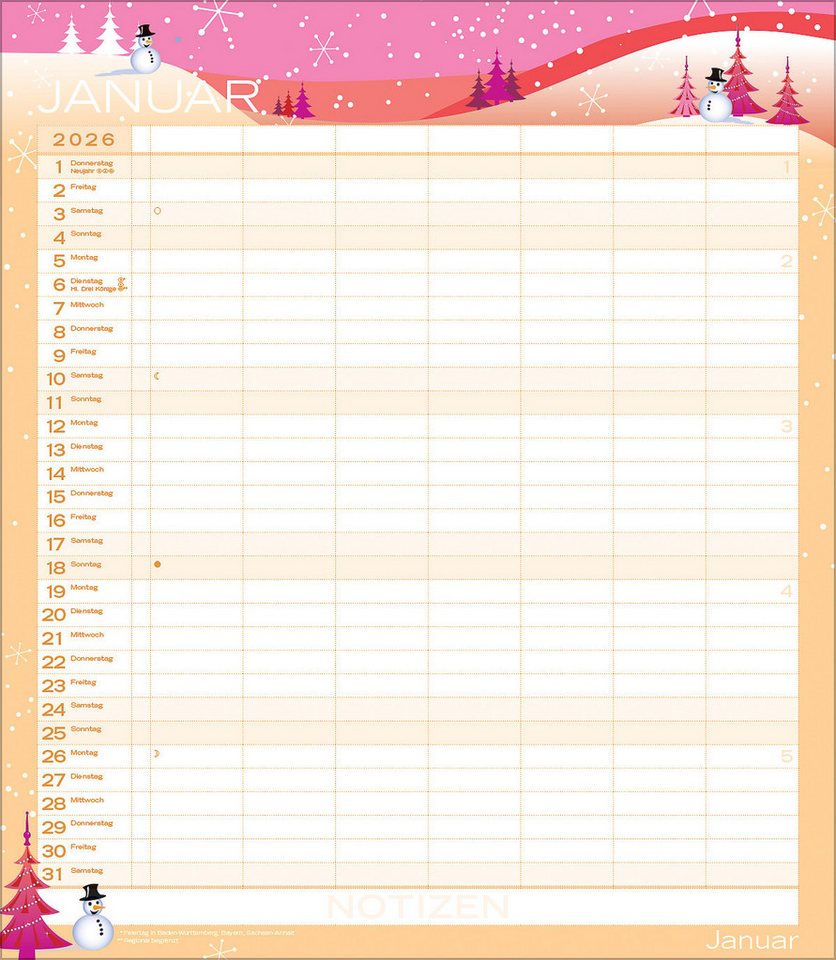 Thumbnail - Korsch Verlag Familienkalender Korsch Kalender Multiplaner - Colour your time 2026