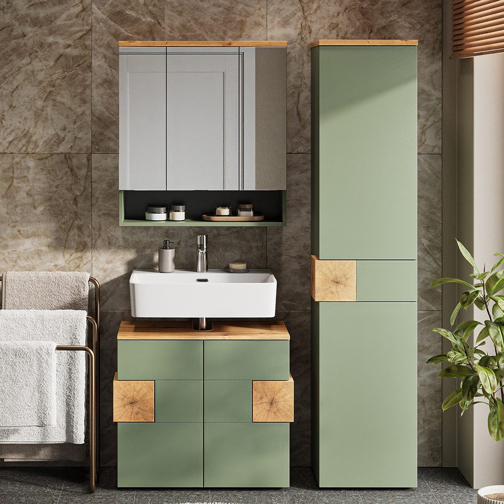 Vicco Hochschrank Eden, Grün/Artisan, 40 x 184.2 cm mit 2 Türen & 1 Schublade (1-St)