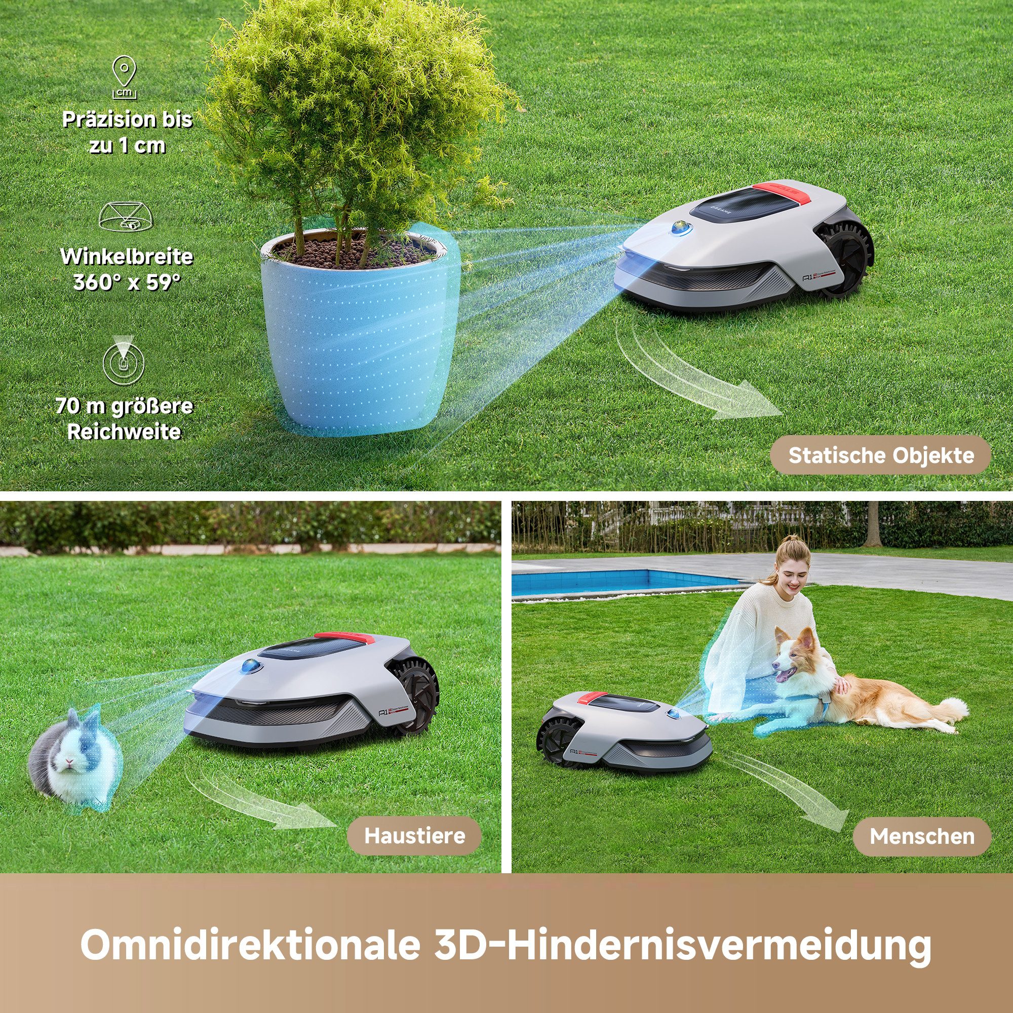 Dreame Mower A1 Pro robotic lawnmower, for lawns up to 2000 m² (set), precise navigation, U-shaped mowing strategy, dual map management