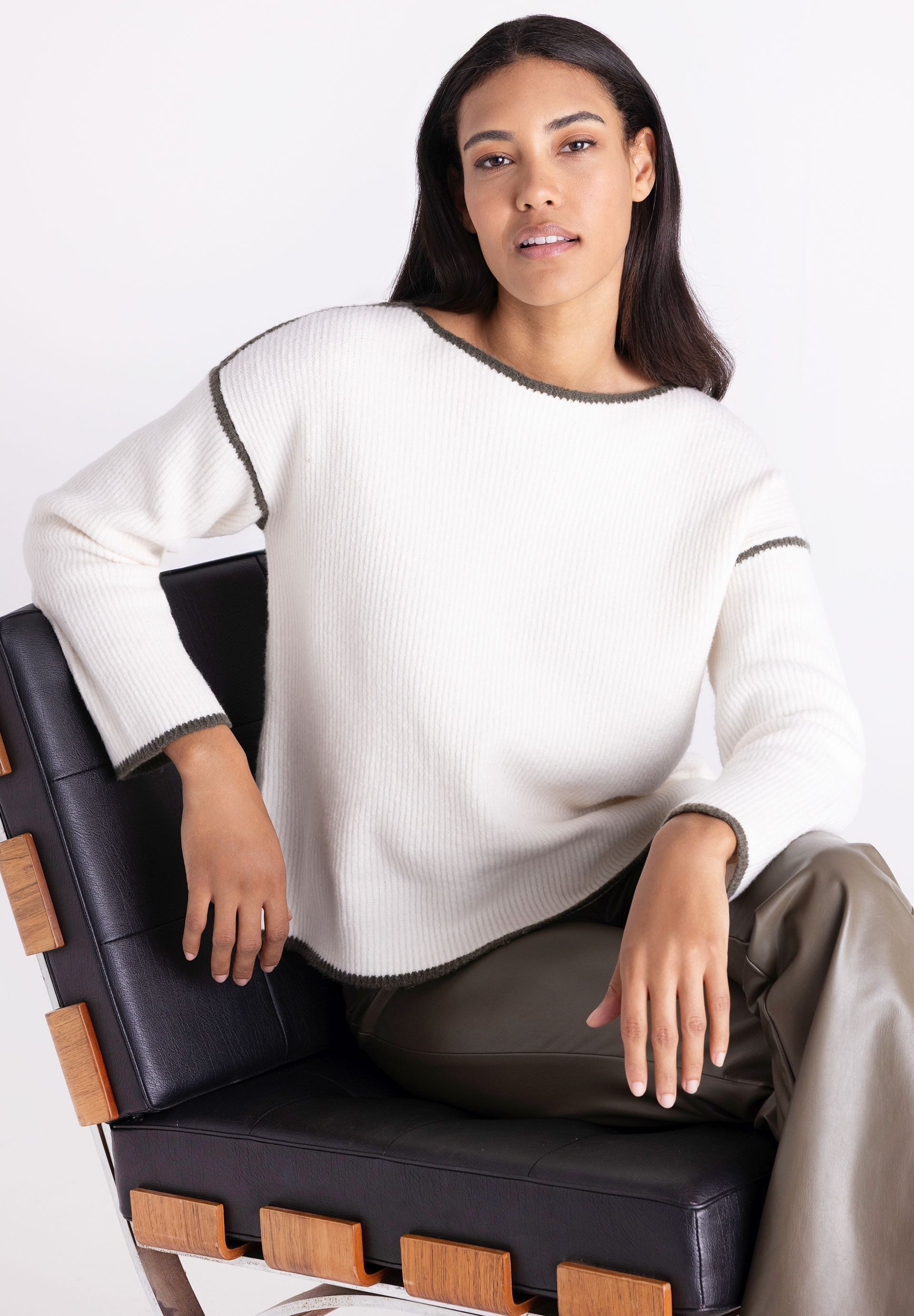TUZZI Strickpullover mit Kontrastkante