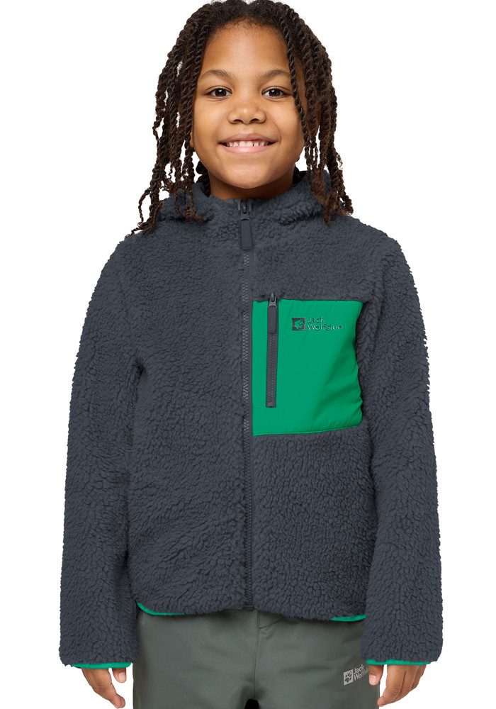 Jack Wolfskin Fleecejacke ICE CURL HOOD JACKET K mit Kapuze, aus Polyester-Fleece, in normaler Schnittform