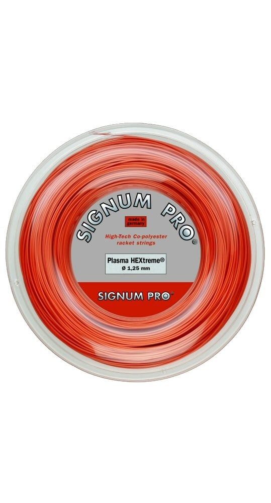 Signum Pro Tennissaite Plasma Hextreme (Haltbarkeit+Spin) orange 200m Rolle, Saitendicke: 1.30