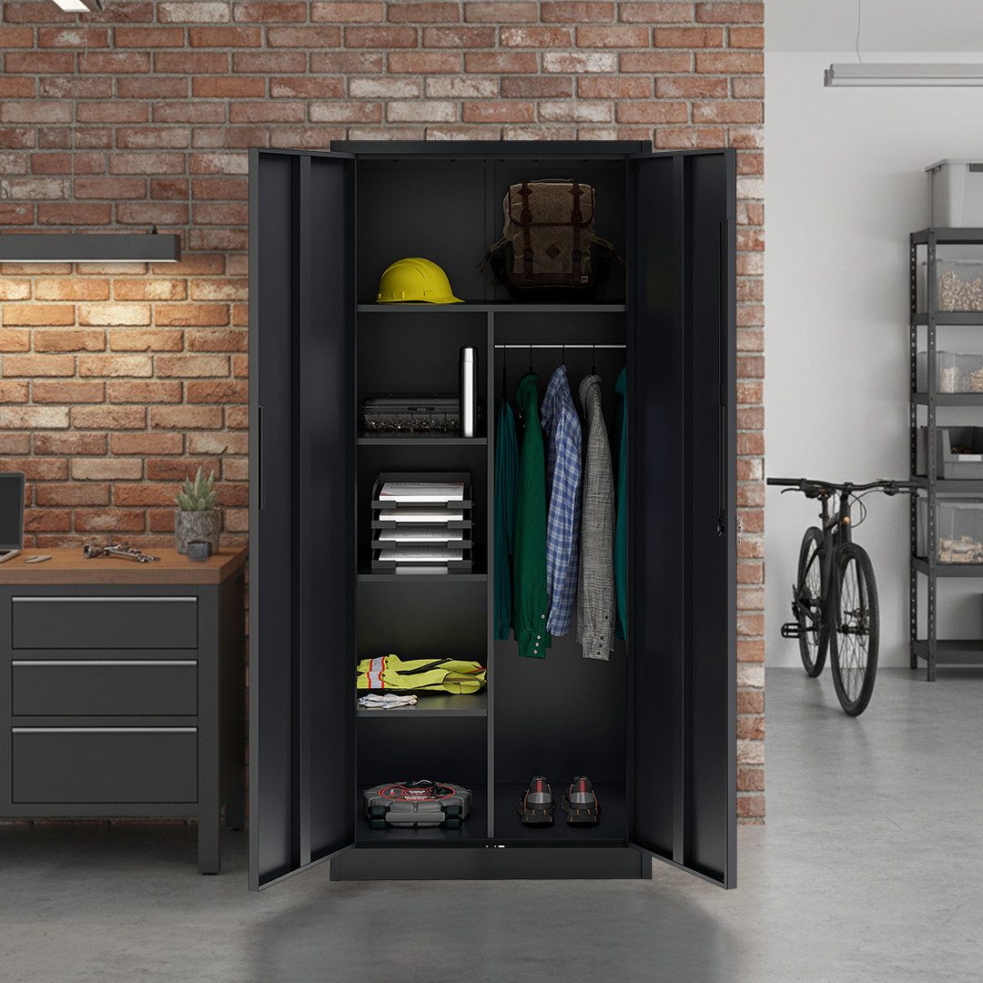 STEELSØN Garderobenschrank Regulus abschließbar (Schwarz, 1-St) Spindschran günstig online kaufen