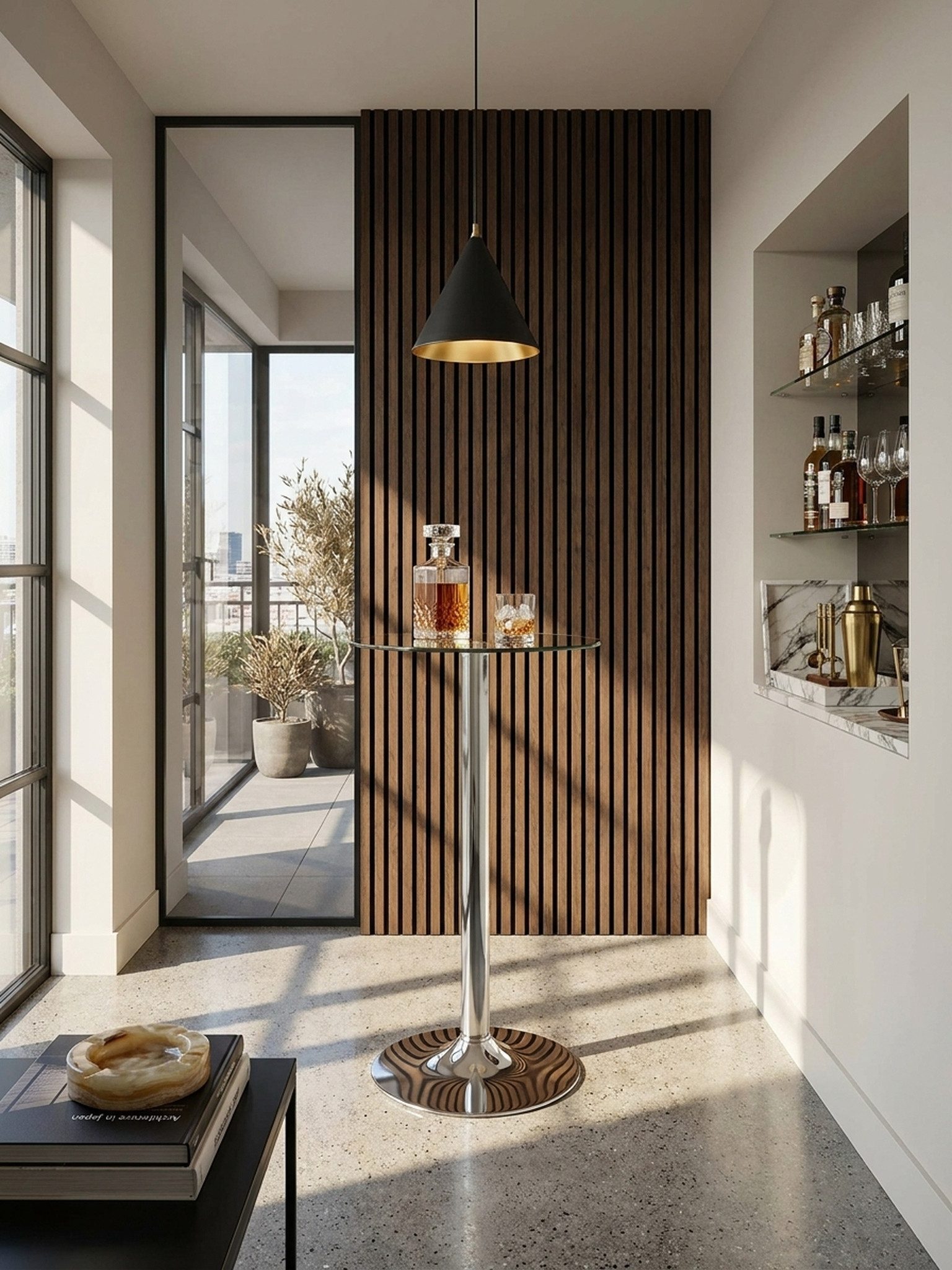 KADIMA DESIGN Bartisch Stehtisch 60x60x105 cm Rund Bartisch Sicherheitsglas Bistrotisch (Messetisch Chrom), Silber, Moderner Tisch für Bar, Design Partytisch Metall, Hochtisch