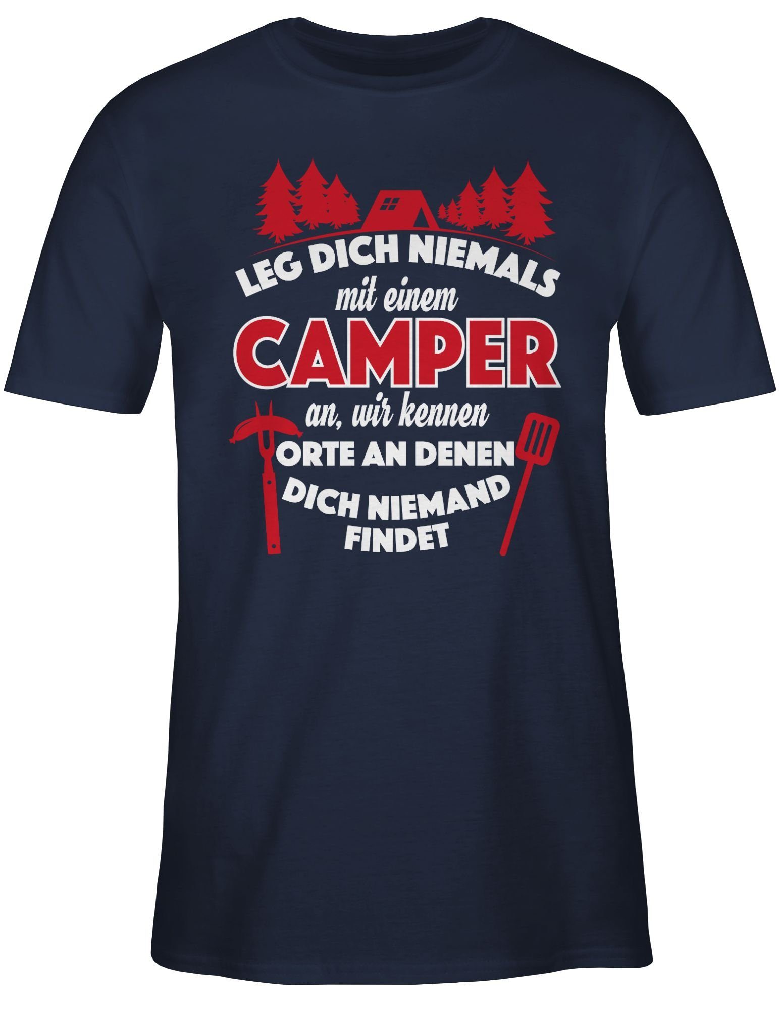 niemals einem Leg Shirtracer Outfit Camper 02 dich an Navy Blau Hobby T-Shirt mit