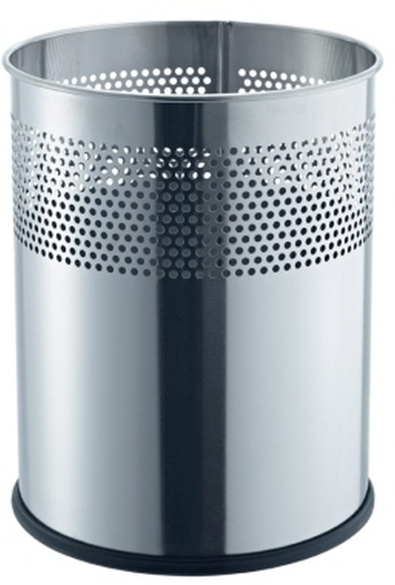 HELIT Papierkorb Papierkorb Metall rund 15l silber
