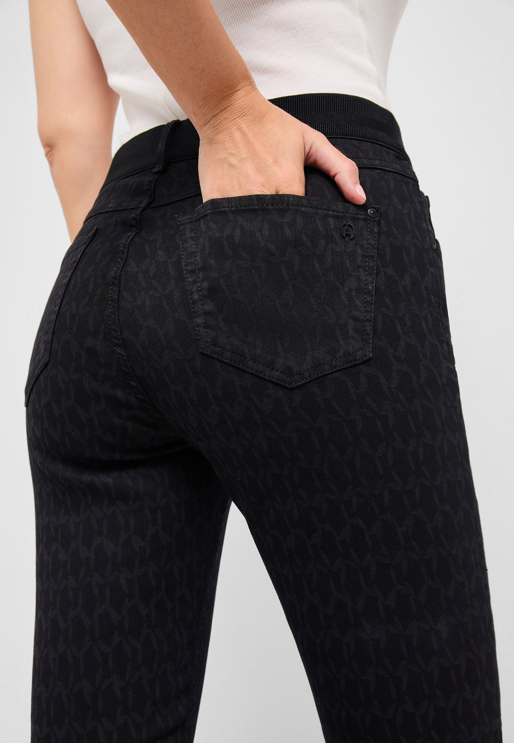 Jeans Grafic mit ANGELS Laser schwarz Reißverschluss One All Size mit 5-Pocket-Jeans Fits