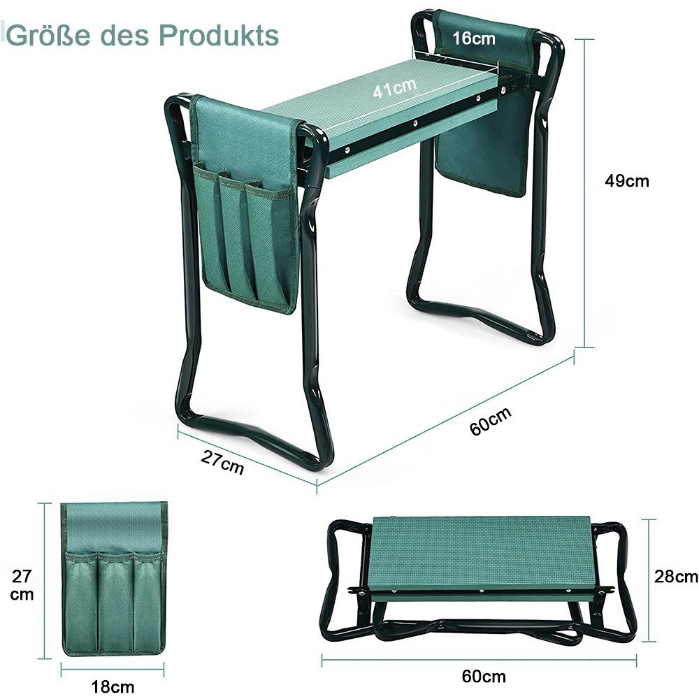 Gartenkniebank & Sitz - Faltbarer Hocker Mit Werkzeugtaschen