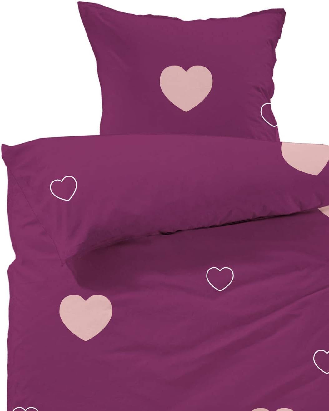 Lavea Bettwäsche Herzen, Set aus 1x 80x80cm Kissenbezug 1x 155x220cm Bettde günstig online kaufen