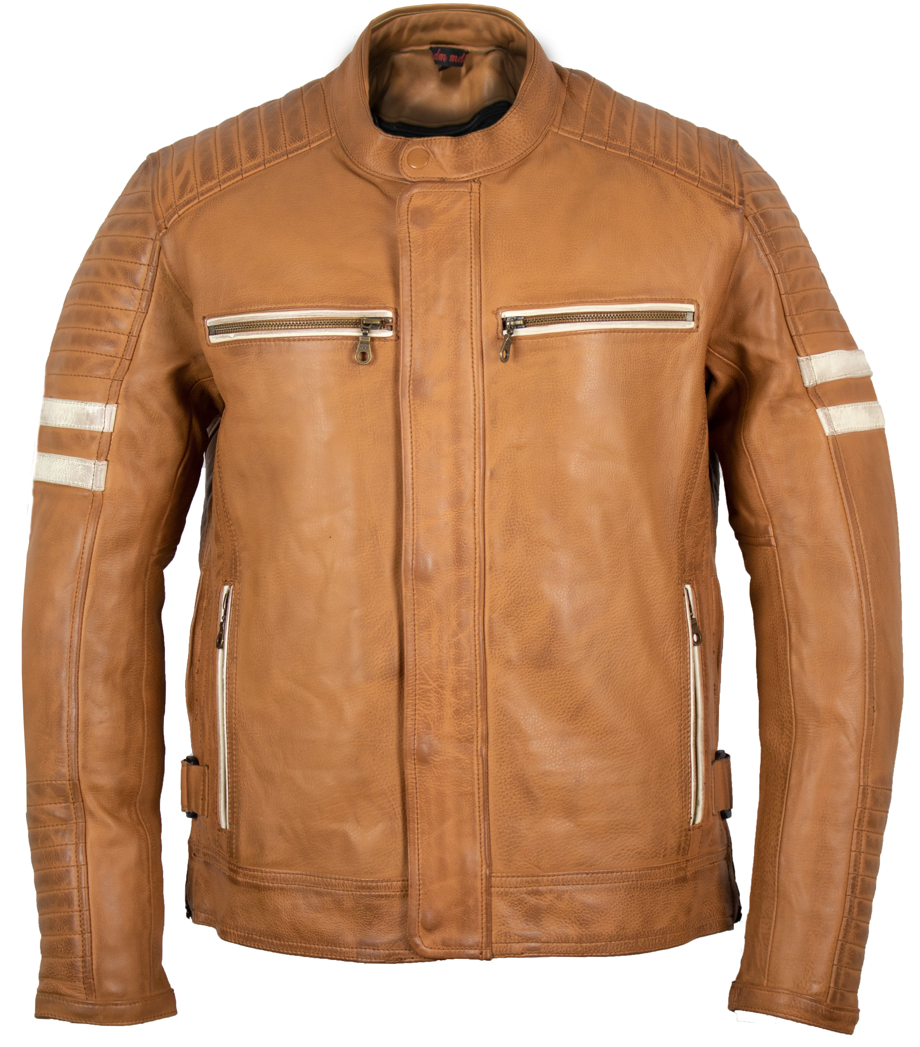 Motorradjacke Herren Motorrad Lederjacke Echtleder Retro Bikerjacke Protektoren