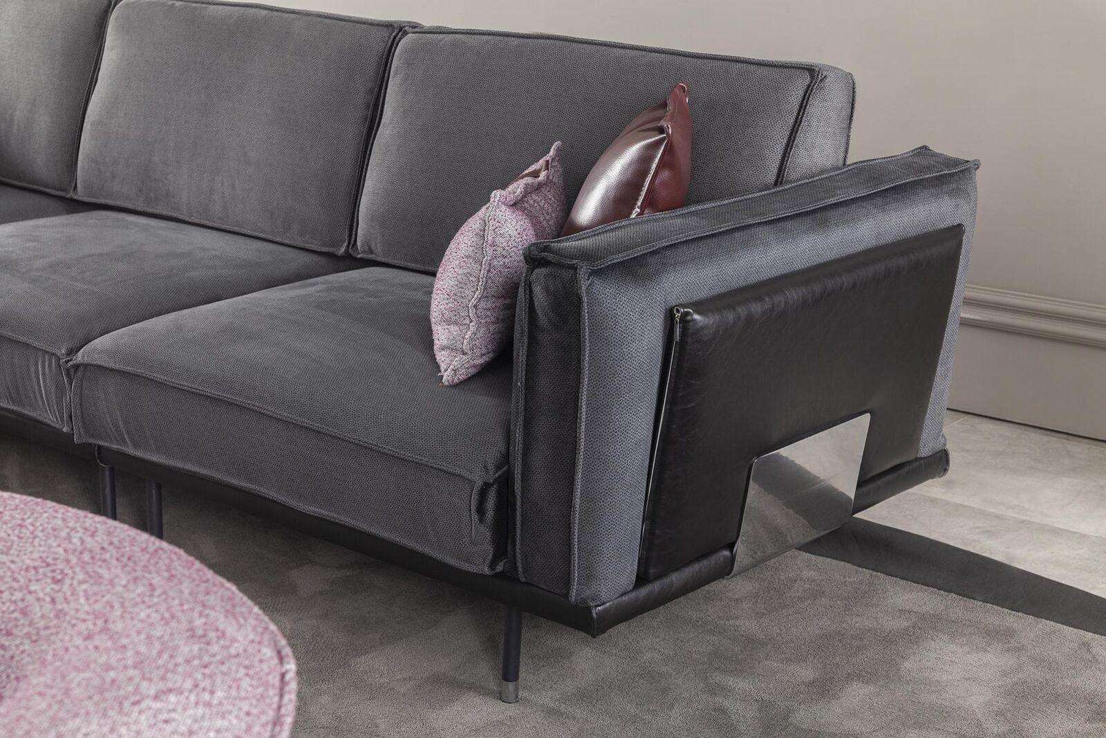 Sofa + Sofagarnitur Sitzpolster 1-Sitzer), JVmoebel Made Couch in + Möbel (3-St., 3-Sitzer 4-Sitzer 1x Europa Graue 1x 1x Wohnzimmer-Set 3tlg., Italienische
