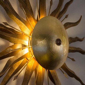 s.luce Deckenleuchte XL handgeschmiedete Sonne Diator Goldfarben, Rostfarben