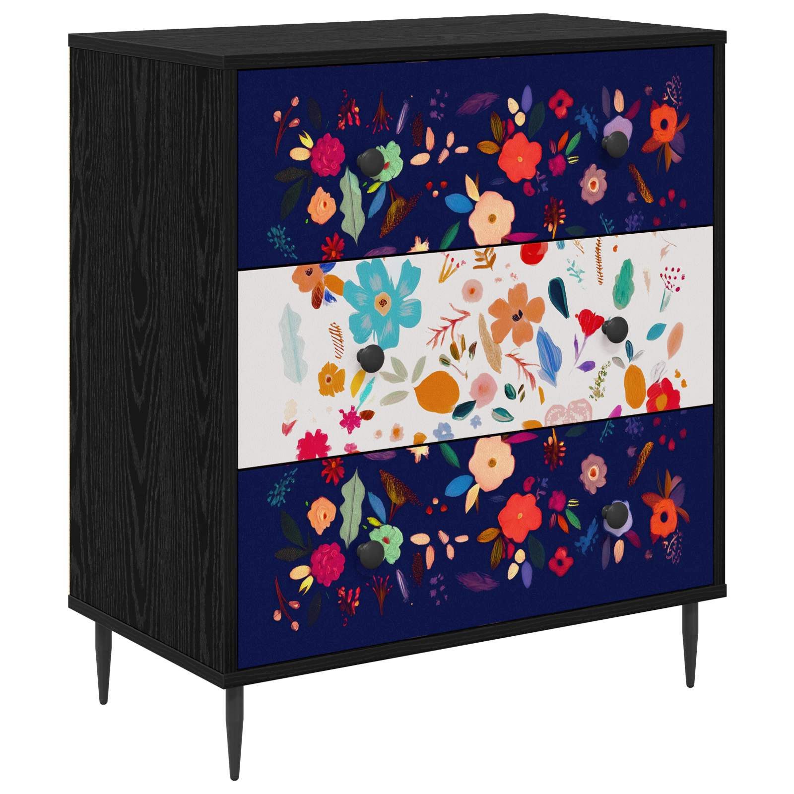 vidaXL Schranksystem Kommode MAINZ Blumenmuster 66 x 36,5 x 76 cm Holzwerkstoff (1-St)