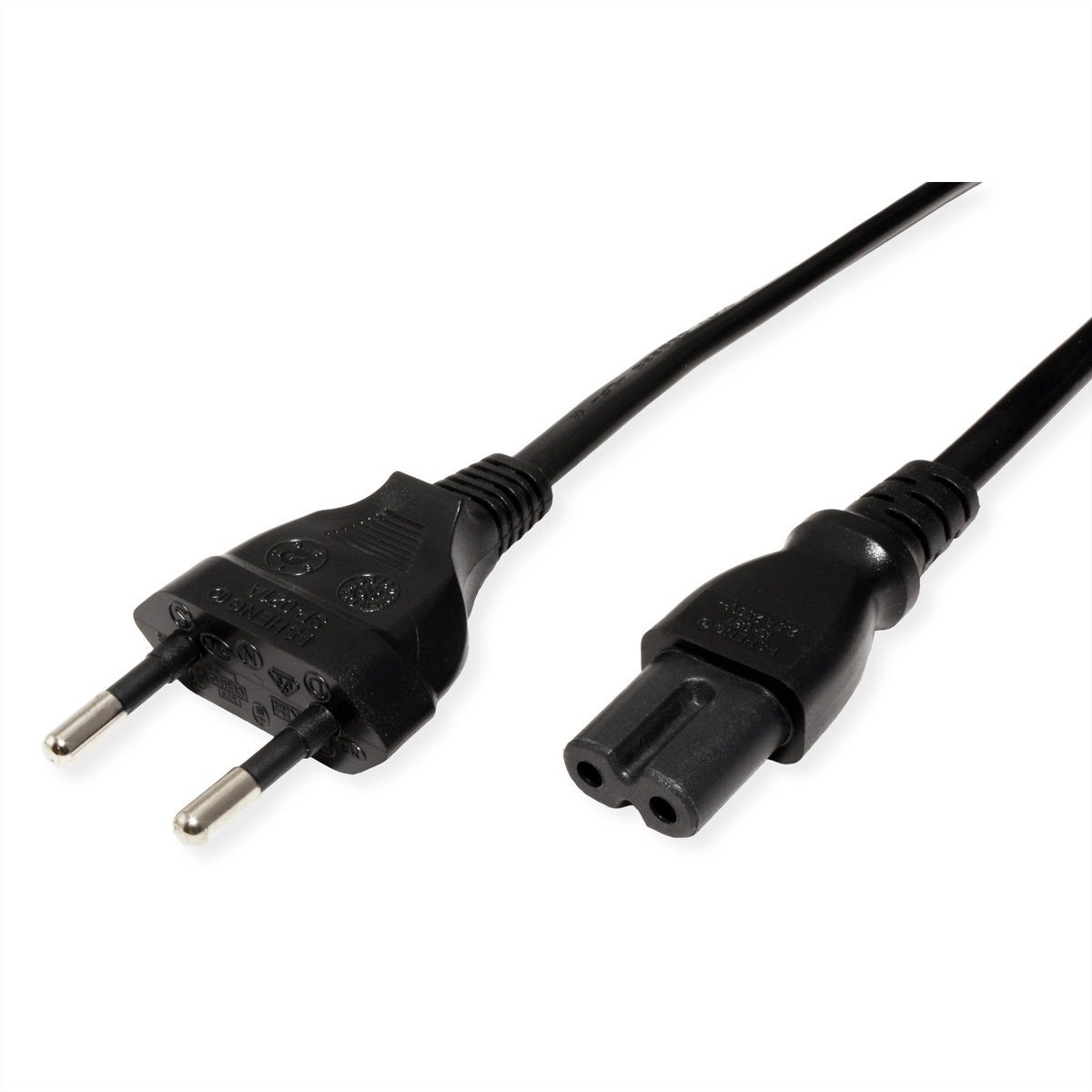 ROLINE Netzkabel Euro-Flachstecker auf C7, 2polig Stromkabel, Eurostecker, 2,5A, CEE 7/16, Typ-C Männlich (Stecker), IEC320 C7, Rasierer, 2,5A Weiblich (Buchse) (300.0 cm)