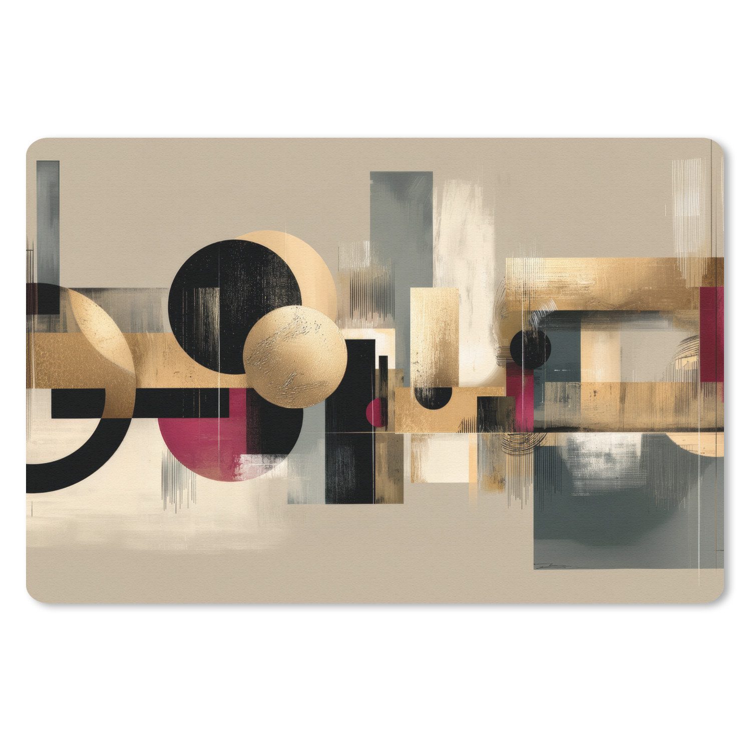 MuchoWow Mauspad Abstrakt - Formen - Beige - Texturen (1-St), Mouse pad Klein, Gaming Deko, PC Zubehör, 27x18 cm