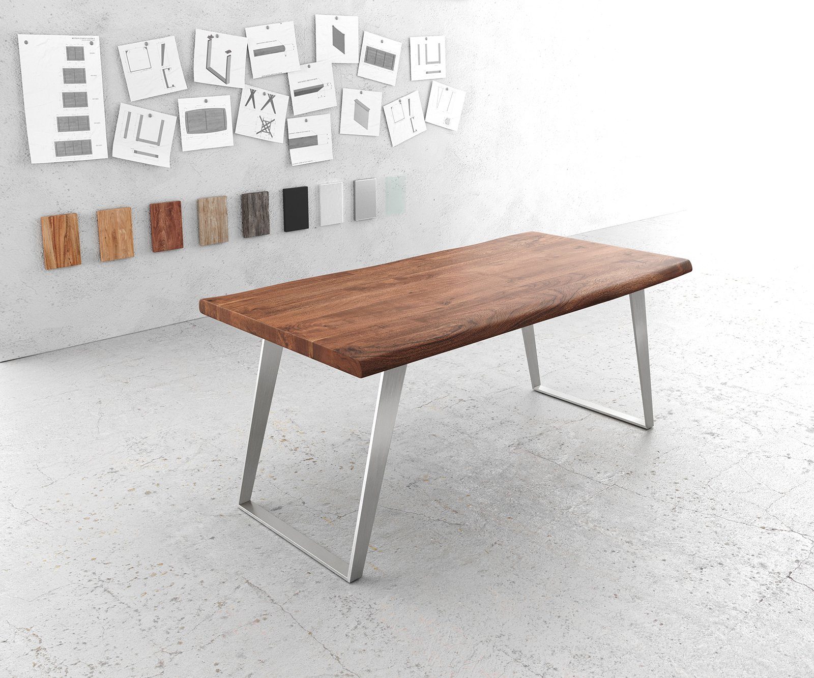 DELIFE Esstisch Edge, Akazie Braun 180x90 günstig online kaufen