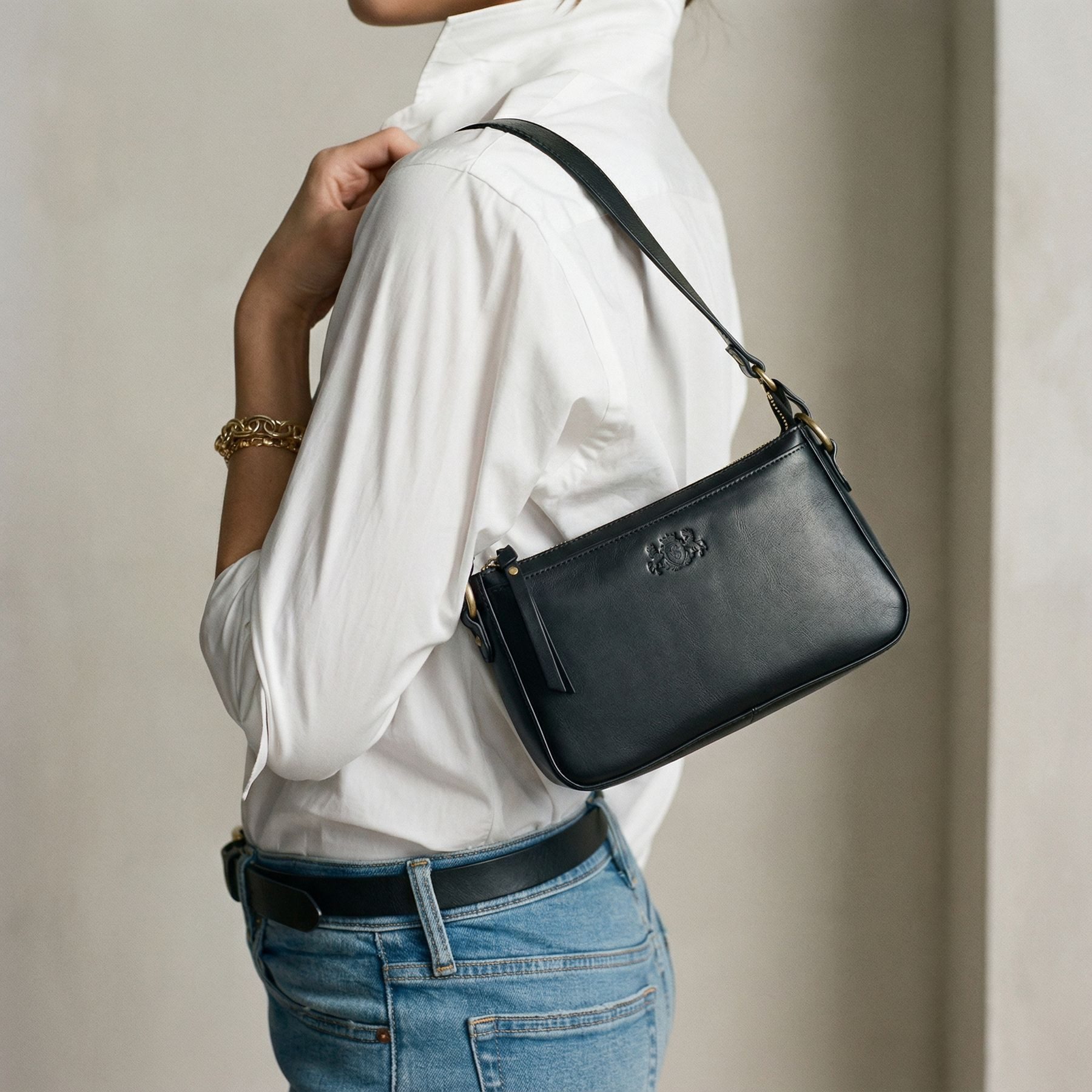 SID & VAIN Umhängetasche SID & VAIN Henkeltasche echt Leder Damen Handtasche Schultertasche, Ledertasche Schultertasche Damen Messenger Bag Glattleder schwarz